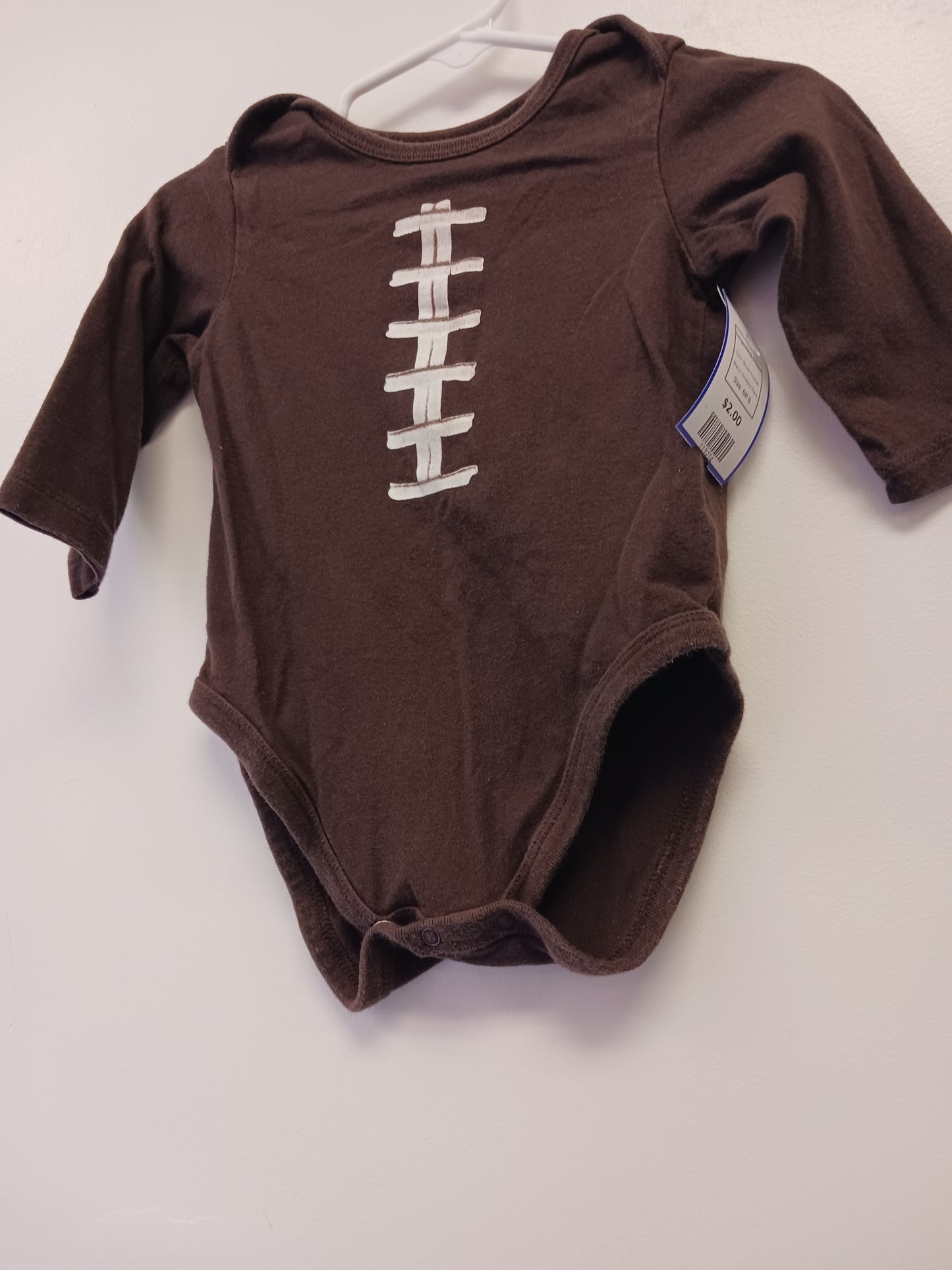 Brown Football Childrens Place Longsleeve Onesie, 6M B