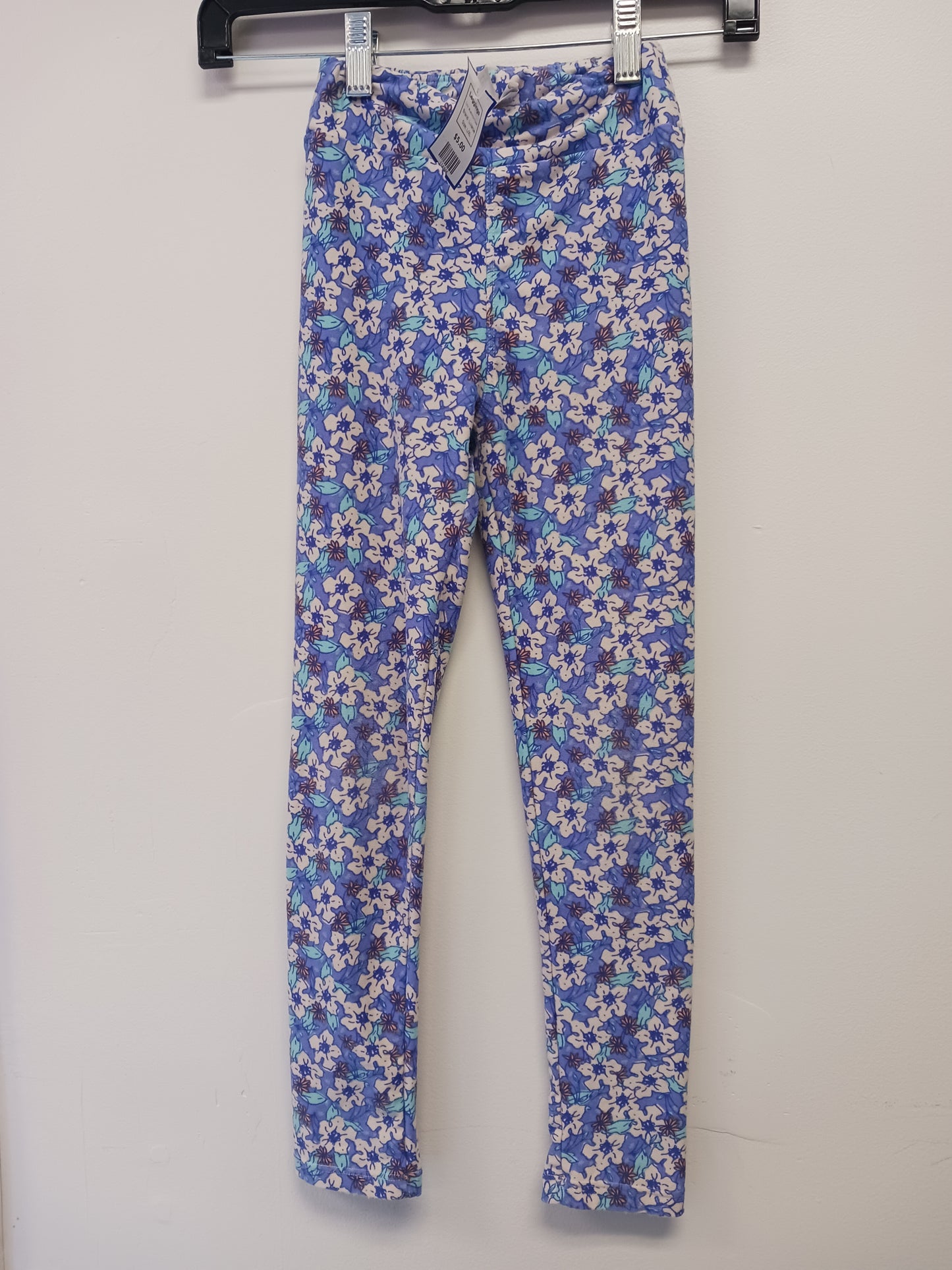 Blue/White Flower Lularoe Leggings, L/XL