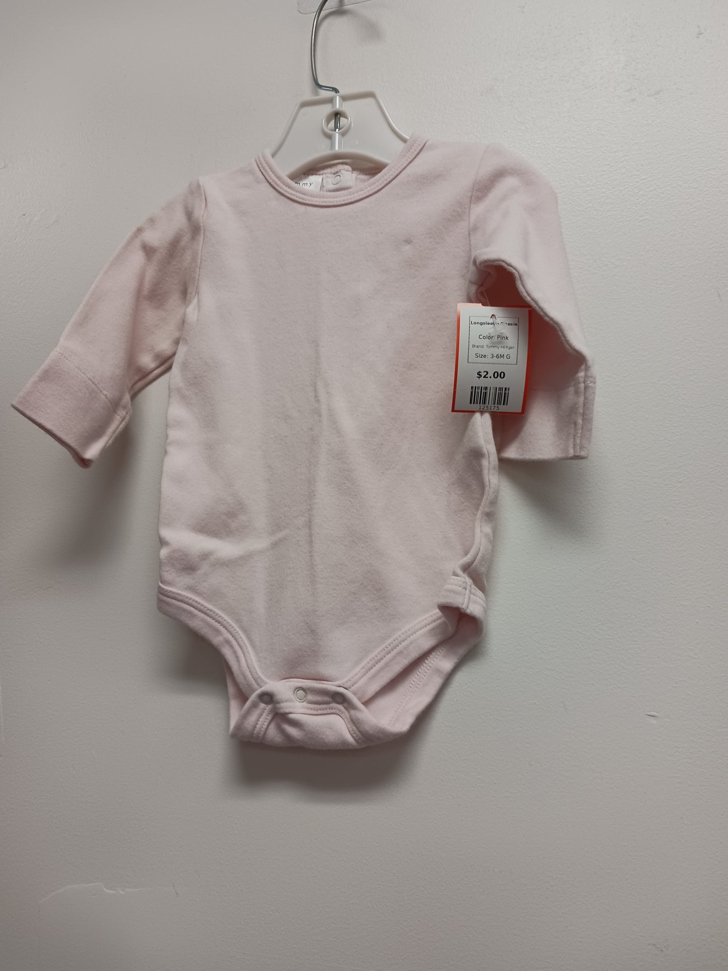 Pink Tommy Hilfiger Longsleeve Onesie, 3-6M G