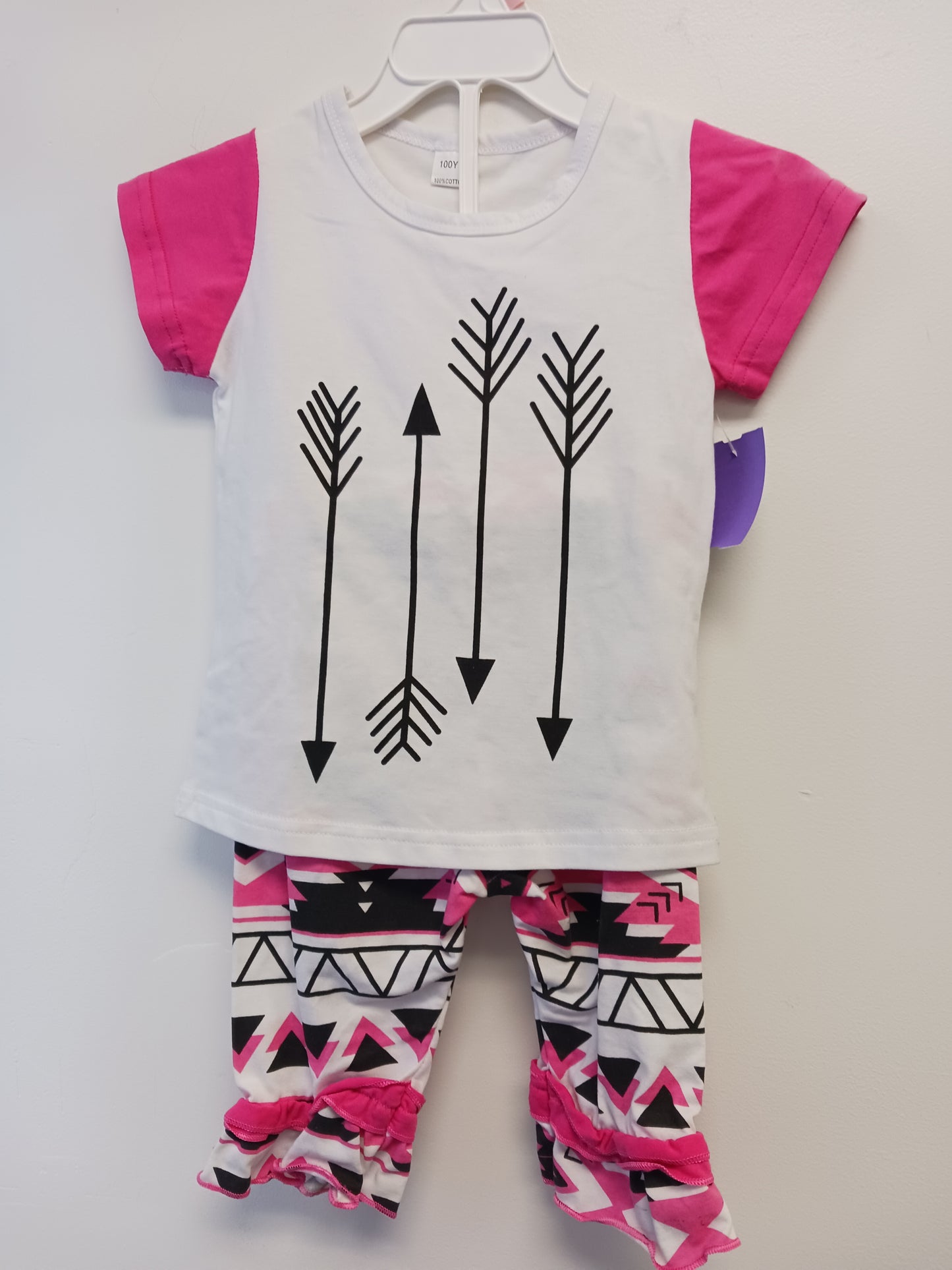 White/Pink/Black Boutique Outfit, 2T G