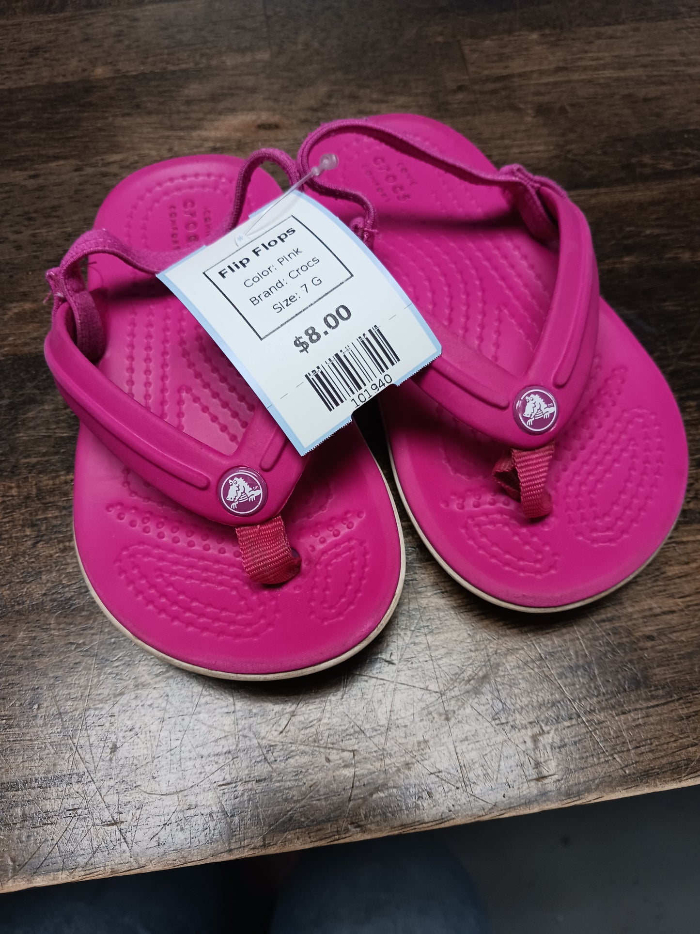Pink Crocs Flip Flops, 7 G