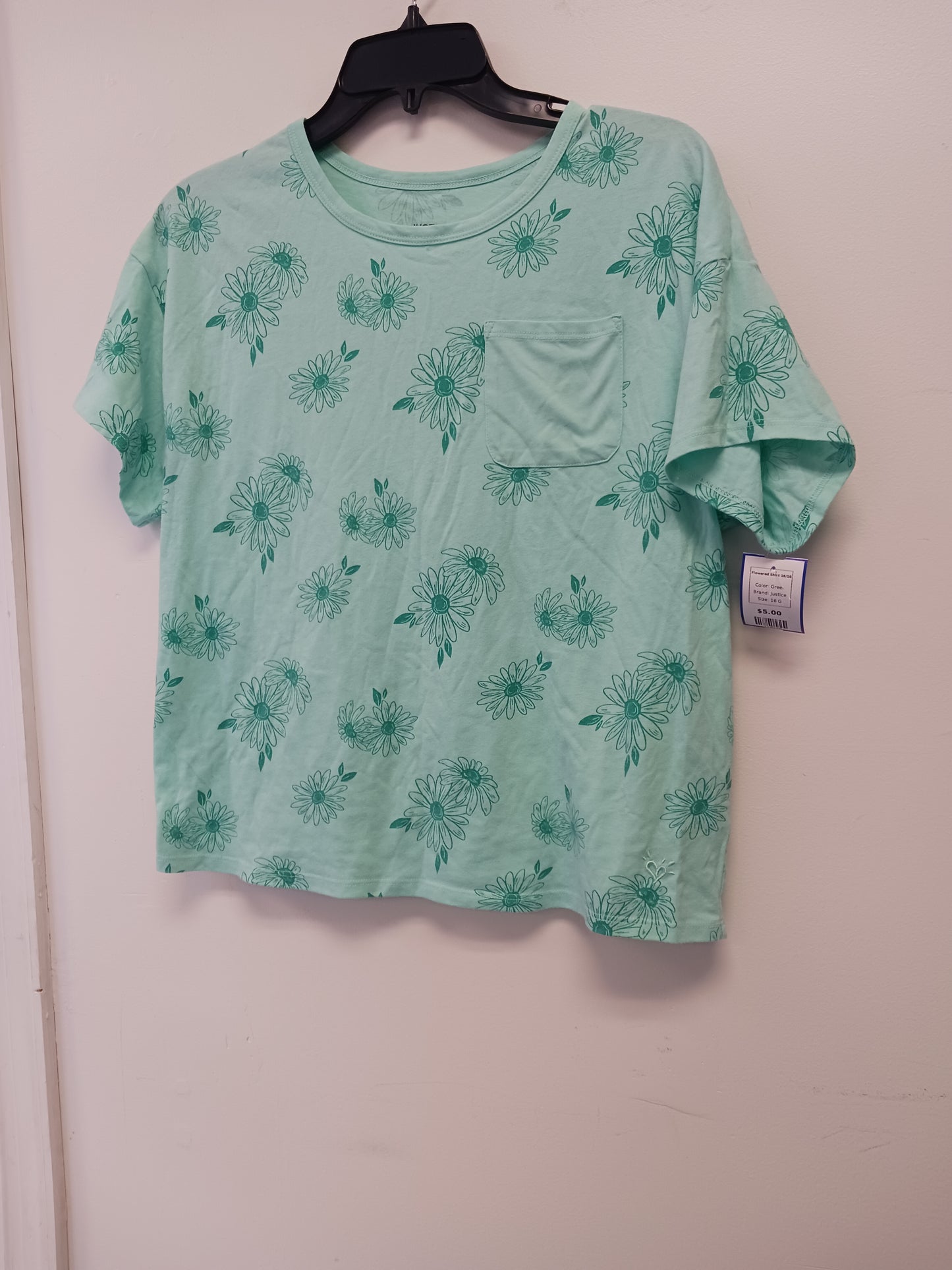 Green Justice Flowered Shirt 16/18, 16 G