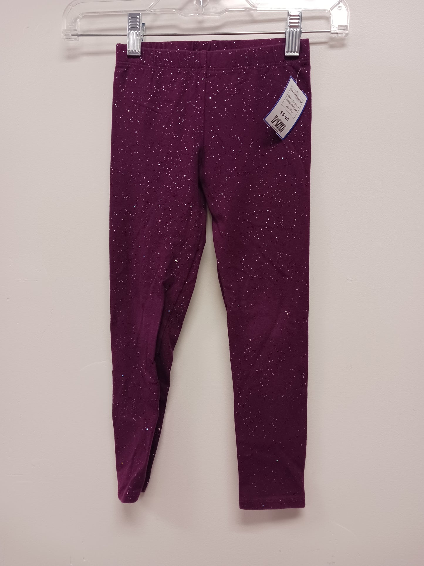 Burgandy OshKosh Sparkle Leggings, 6 G