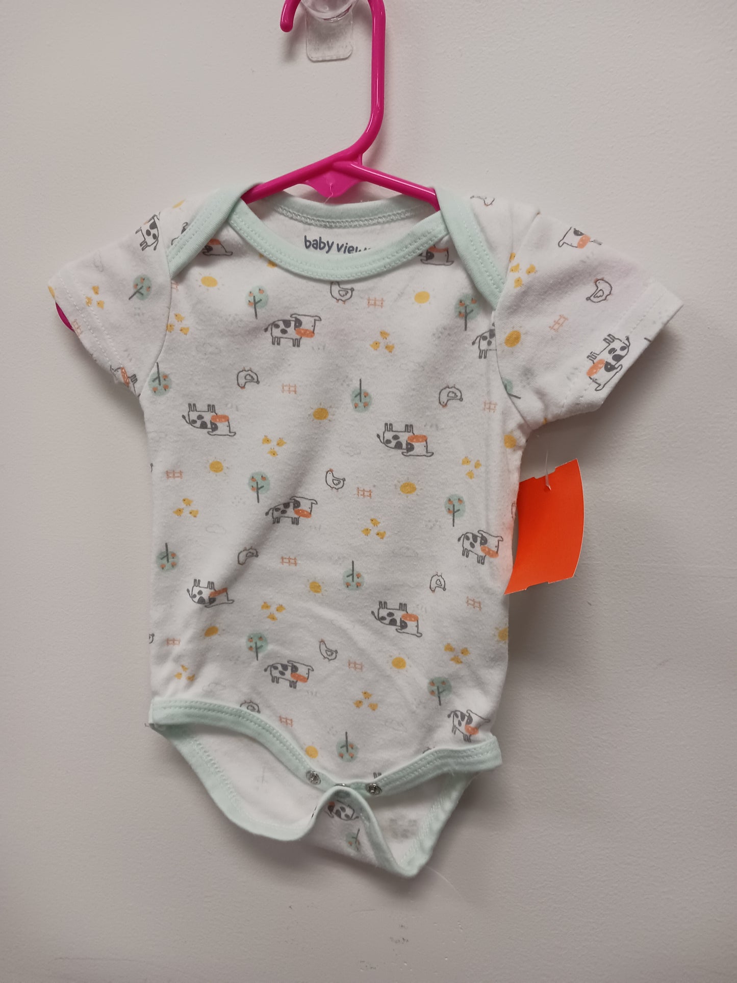 white/green Baby Views Cow Onesie, 3-6M B