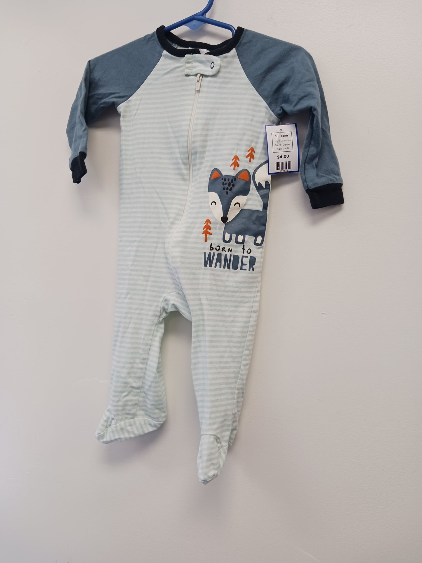 Blue/White Fox Gerber Sleeper, 3M B