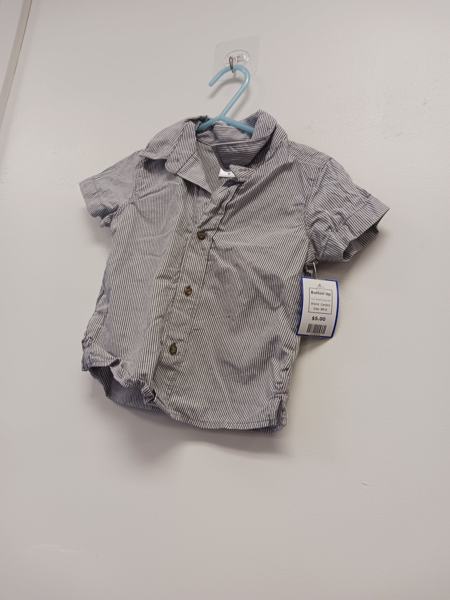 Blue/White Striped Carters Button Up, 9M B