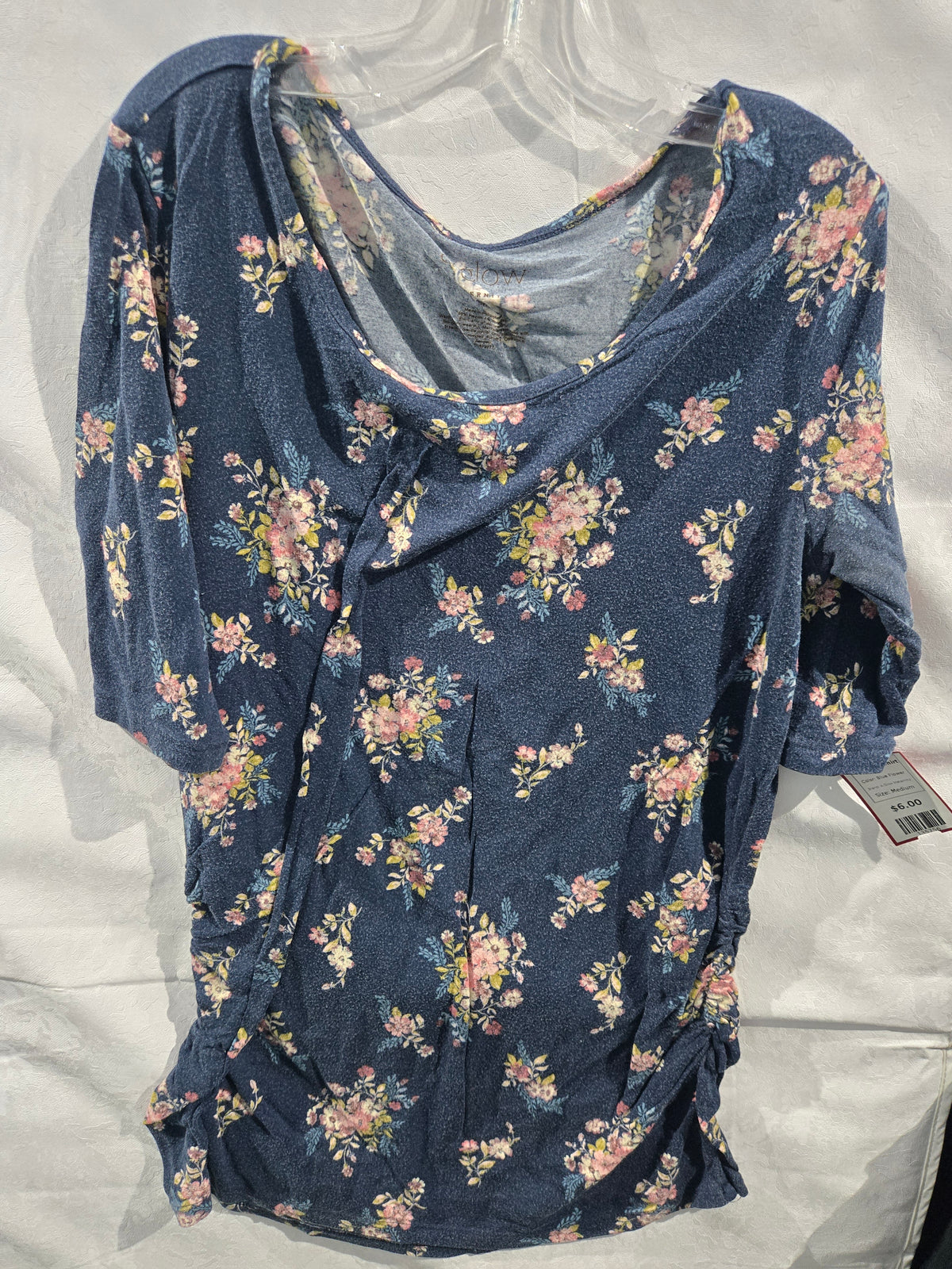 Blue Flower A Glow Maternity Maternity Shirt, Medium