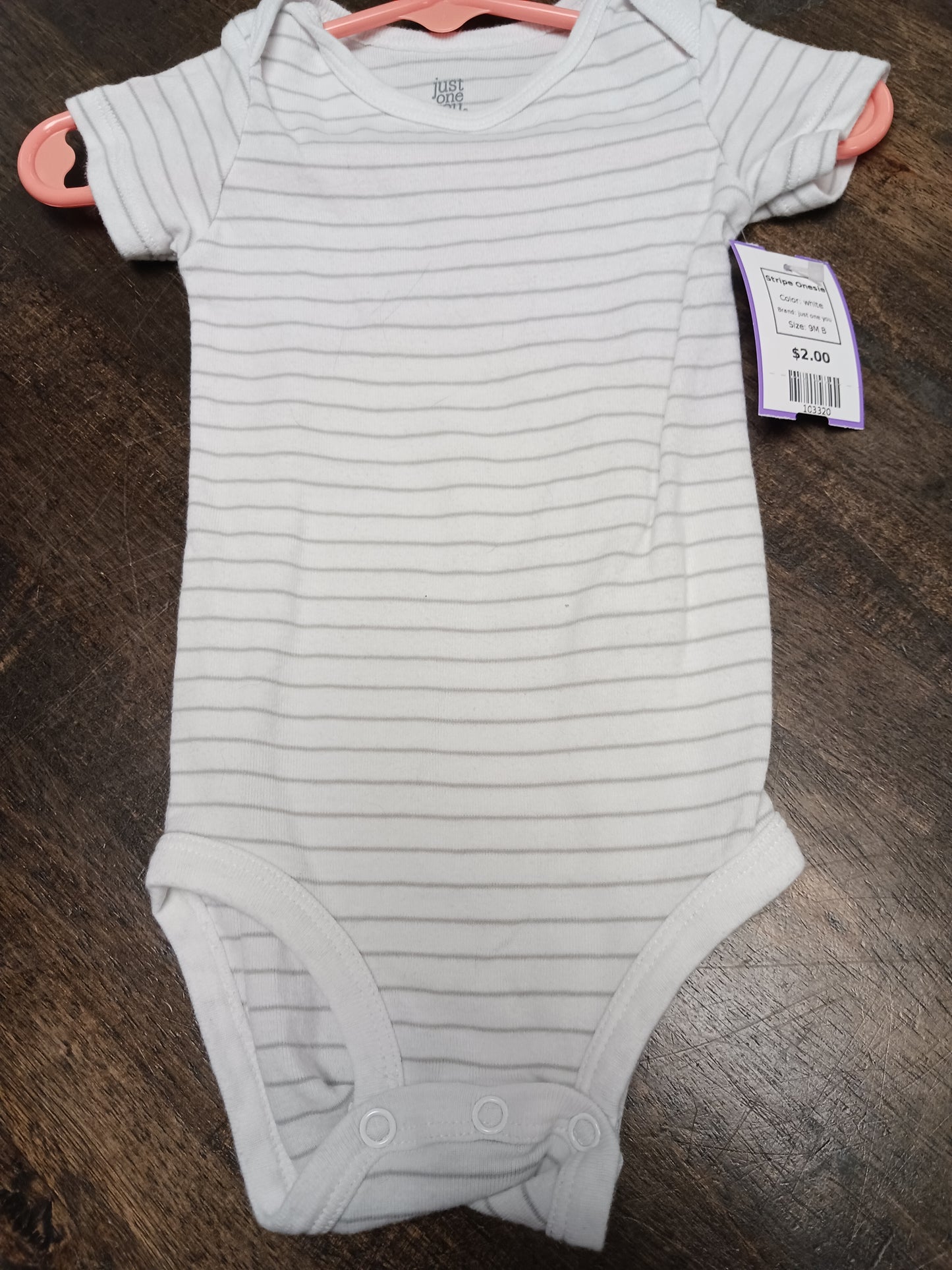 white just one you Stripe Onesie, 9M B