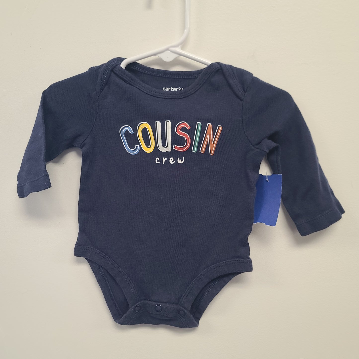 Navy Cousin Crew Carters Longsleeve Onesie, 3M B