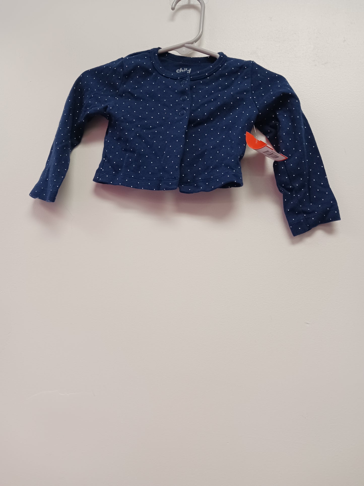 Navy/White Polka Dot Carters Cardigan, 6M G