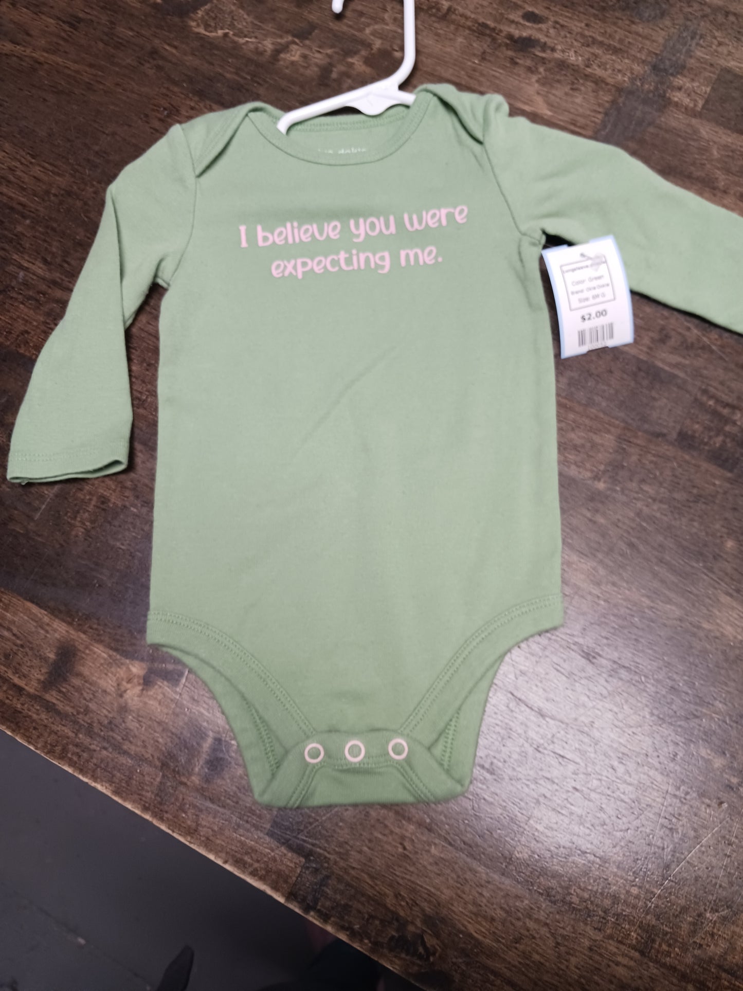 Green Okie Dokie Longsleeve Onesie, 6M G