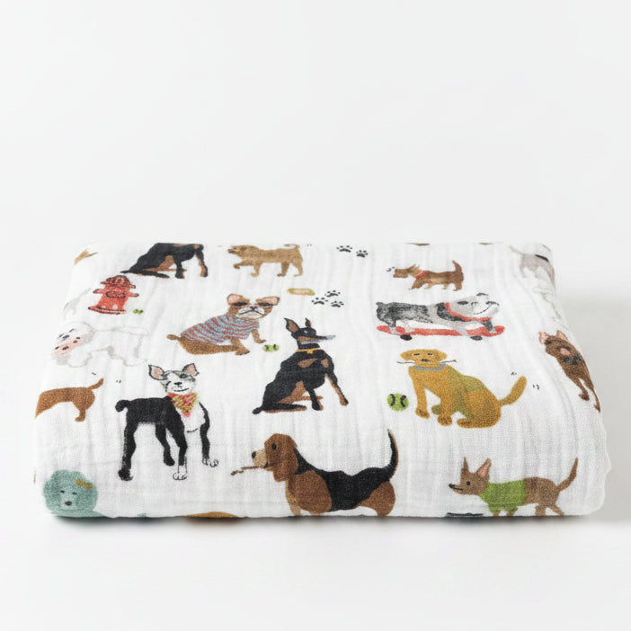 White Dog Little Unicorn Blanket