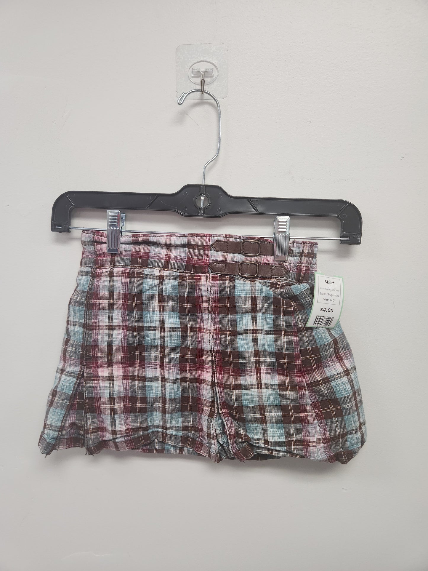 Brown/Pink/Blue Plaid Toughskins Skort, 6 G
