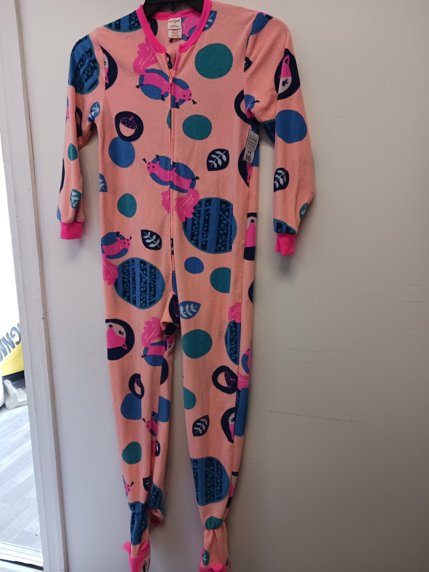 Pink Animal Cat & Jack One Piece Pjs, 7 G