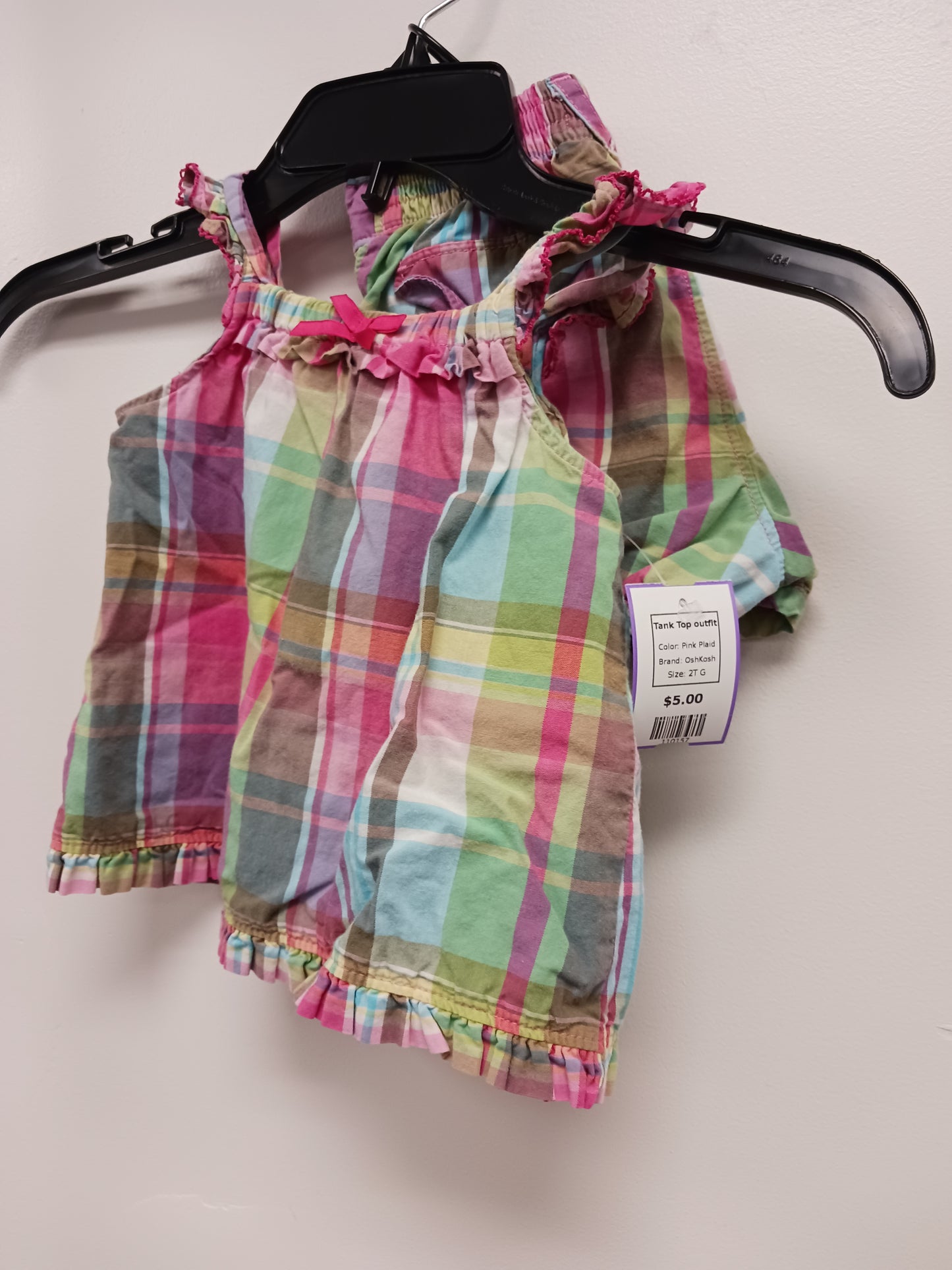 Pink Plaid OshKosh Tank Top outfit, 2T G