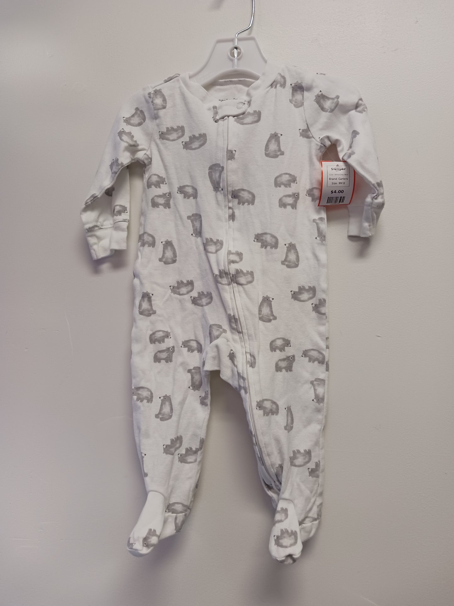 White/Grey Bear Carters Sleeper, 9M B