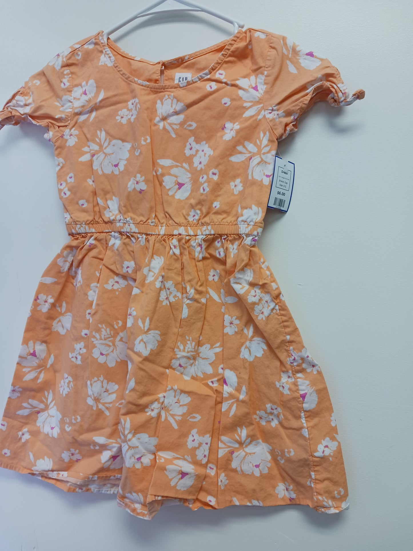 Orange/White Flower Gap Dress, 6 G
