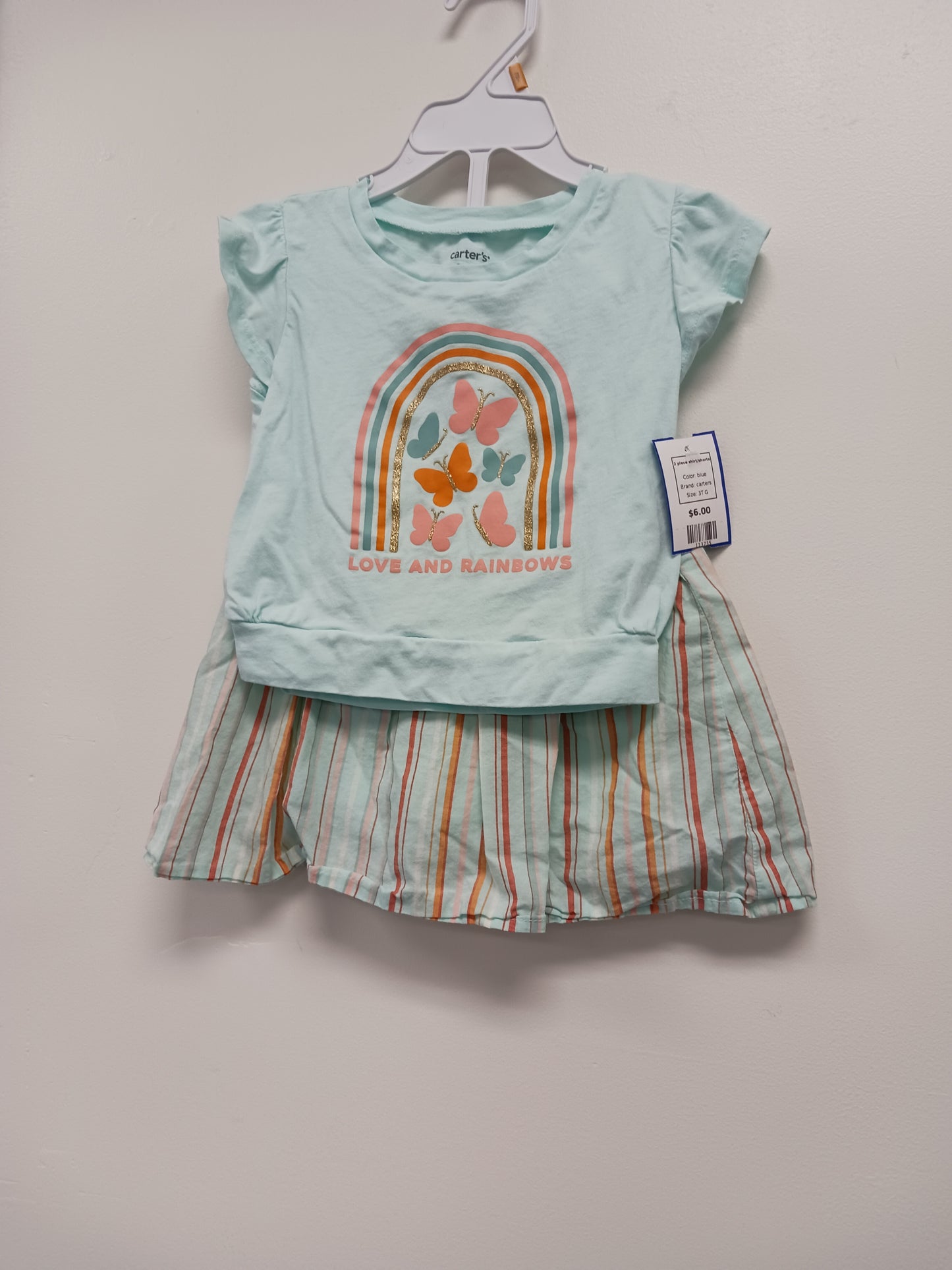 blue carters 2 piece shirt/shorts, 3T G