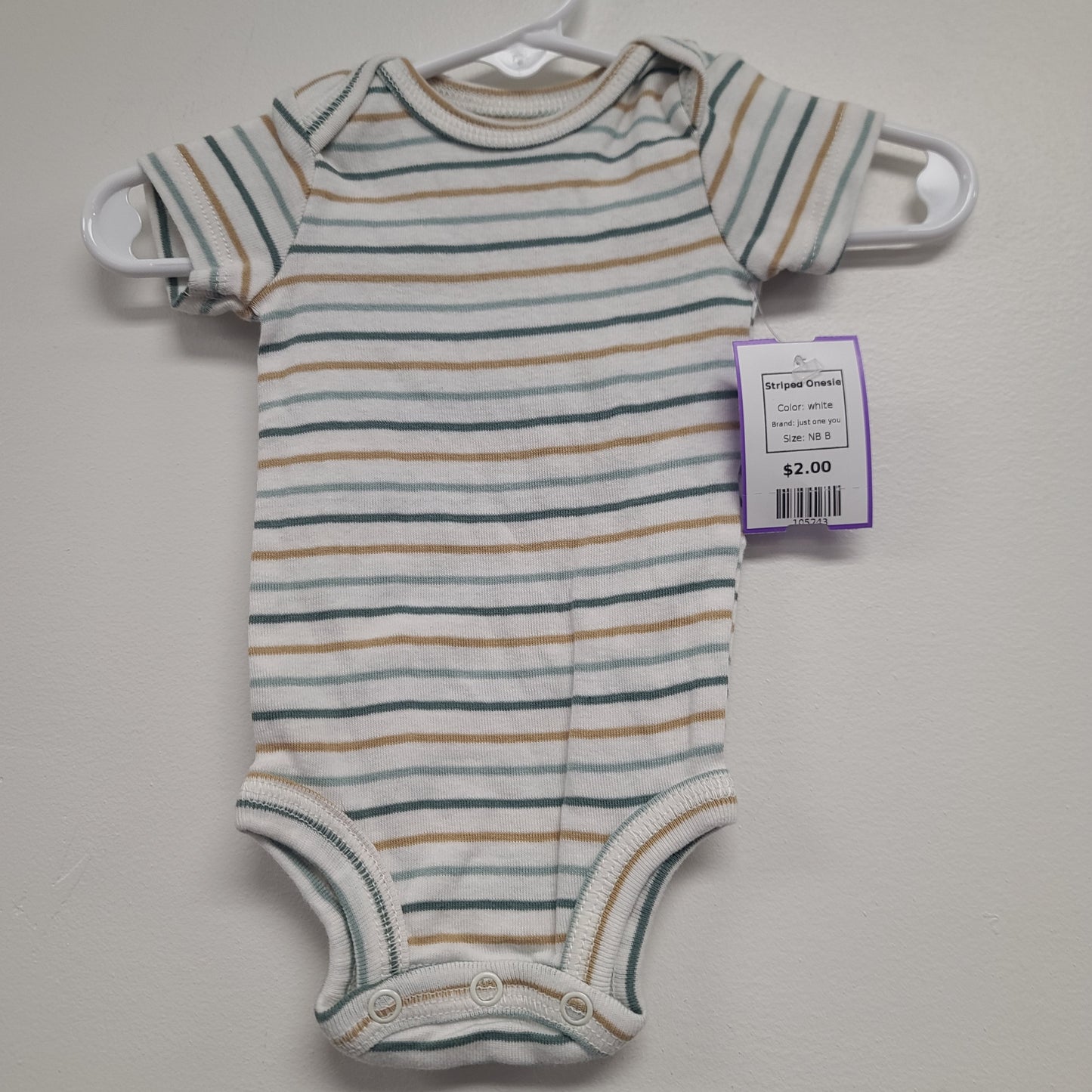 white just one you Striped Onesie, NB B