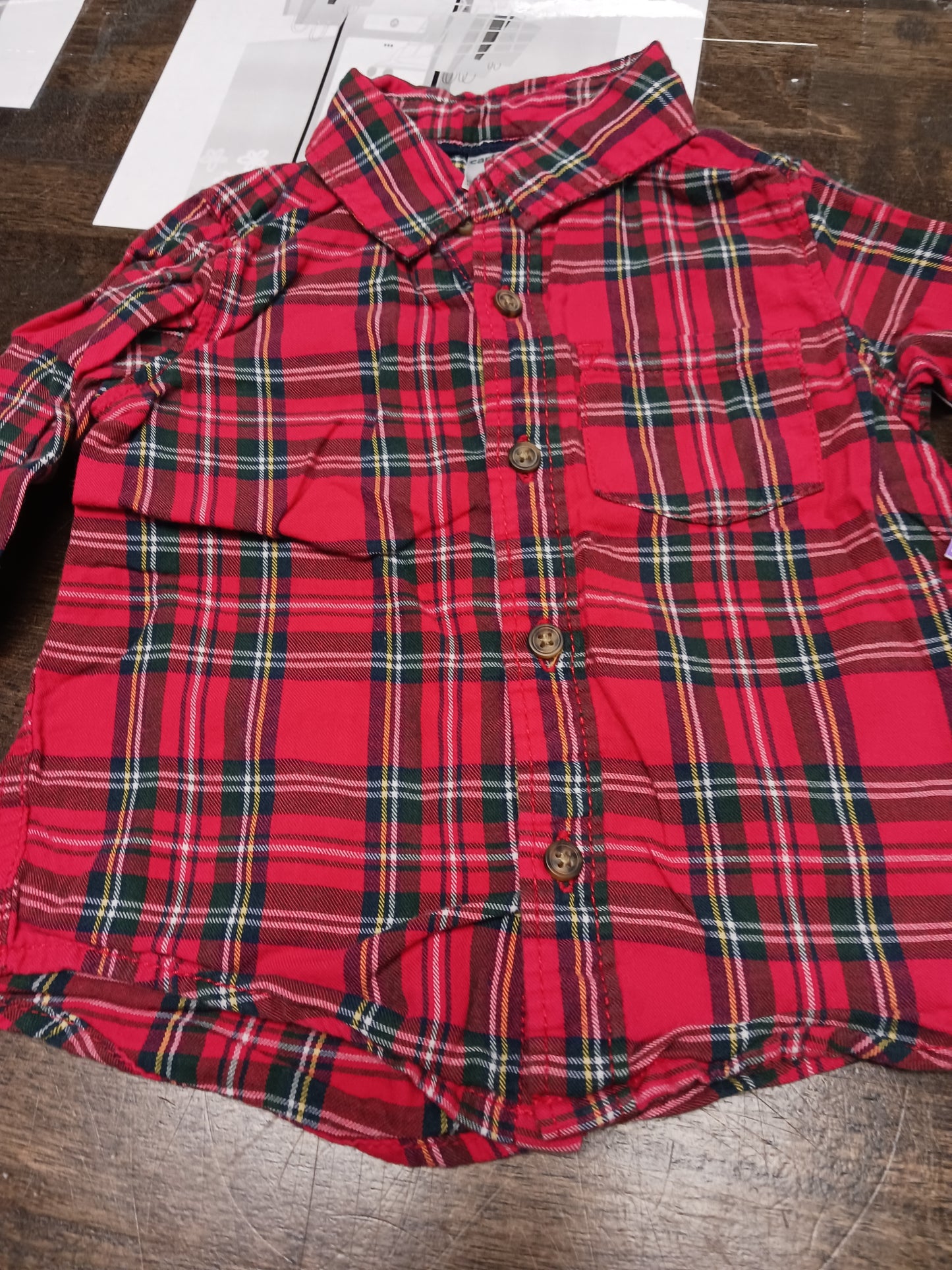 Red/Green Plaid Carters Longsleeve Button Up, 18M B