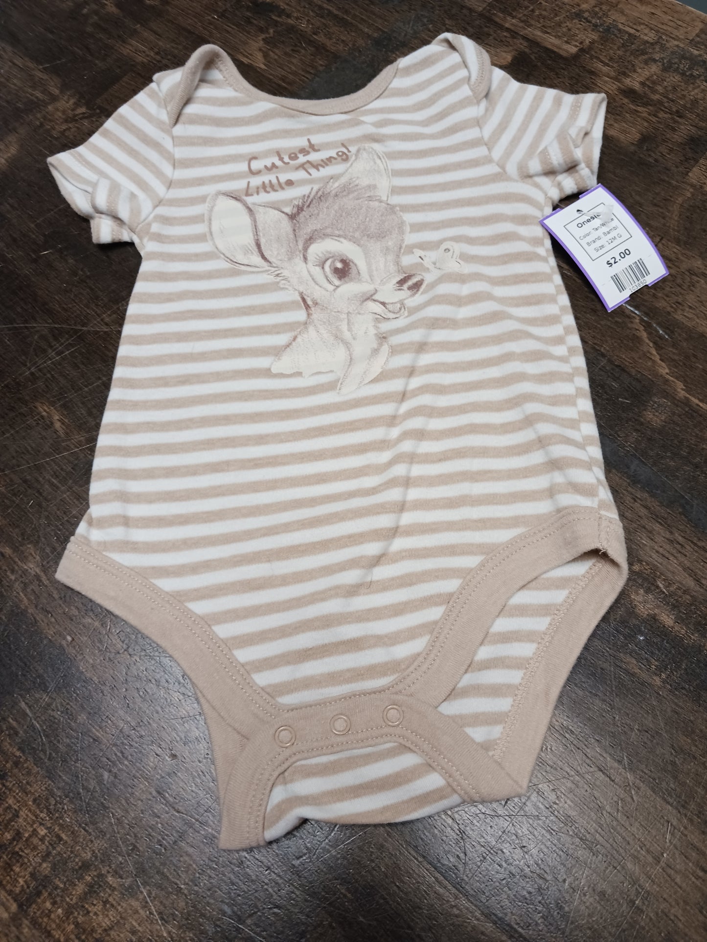 Tan/White Bambi Onesie, 12M G