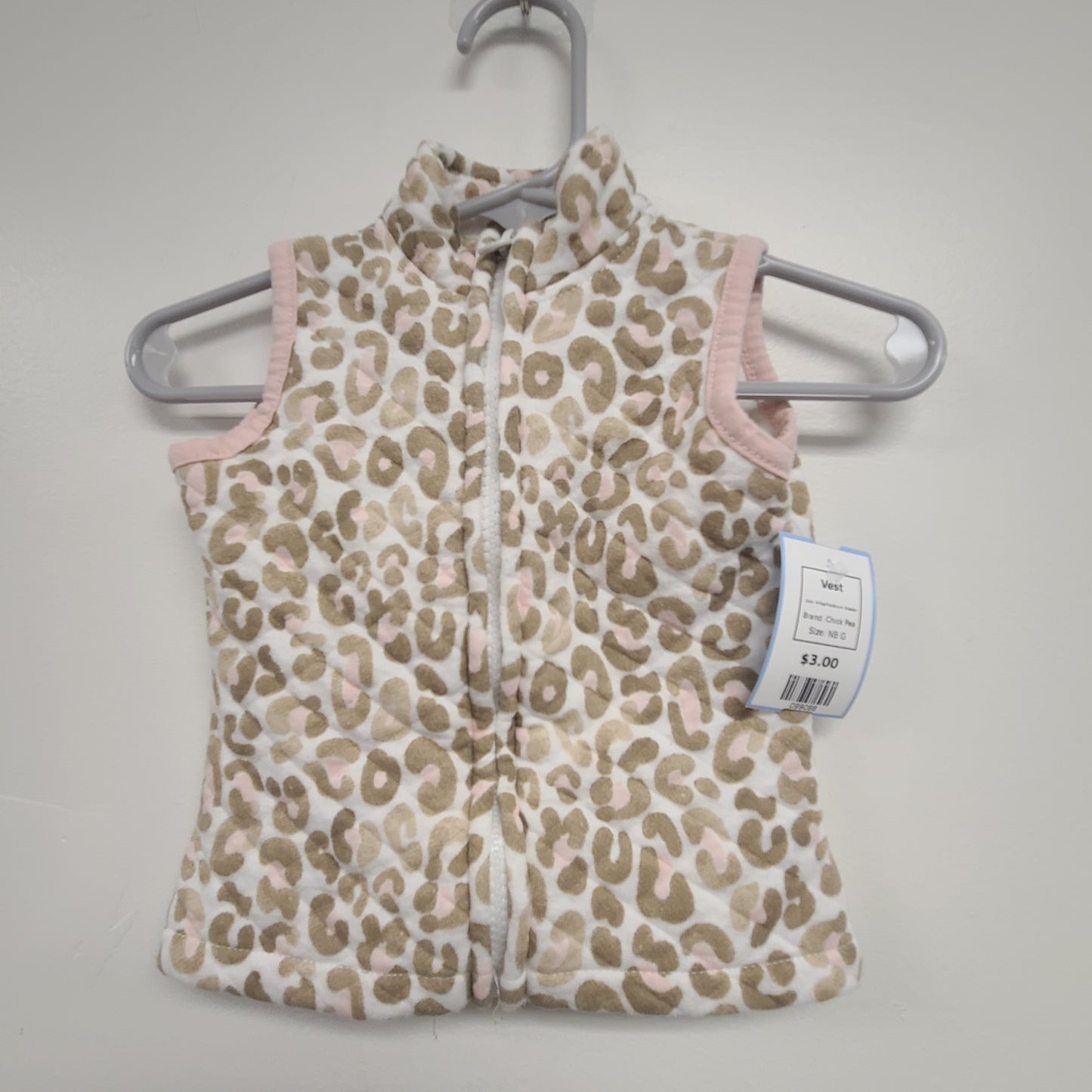 White/Pink/Brown Cheetah Chick Pea Vest, NB G