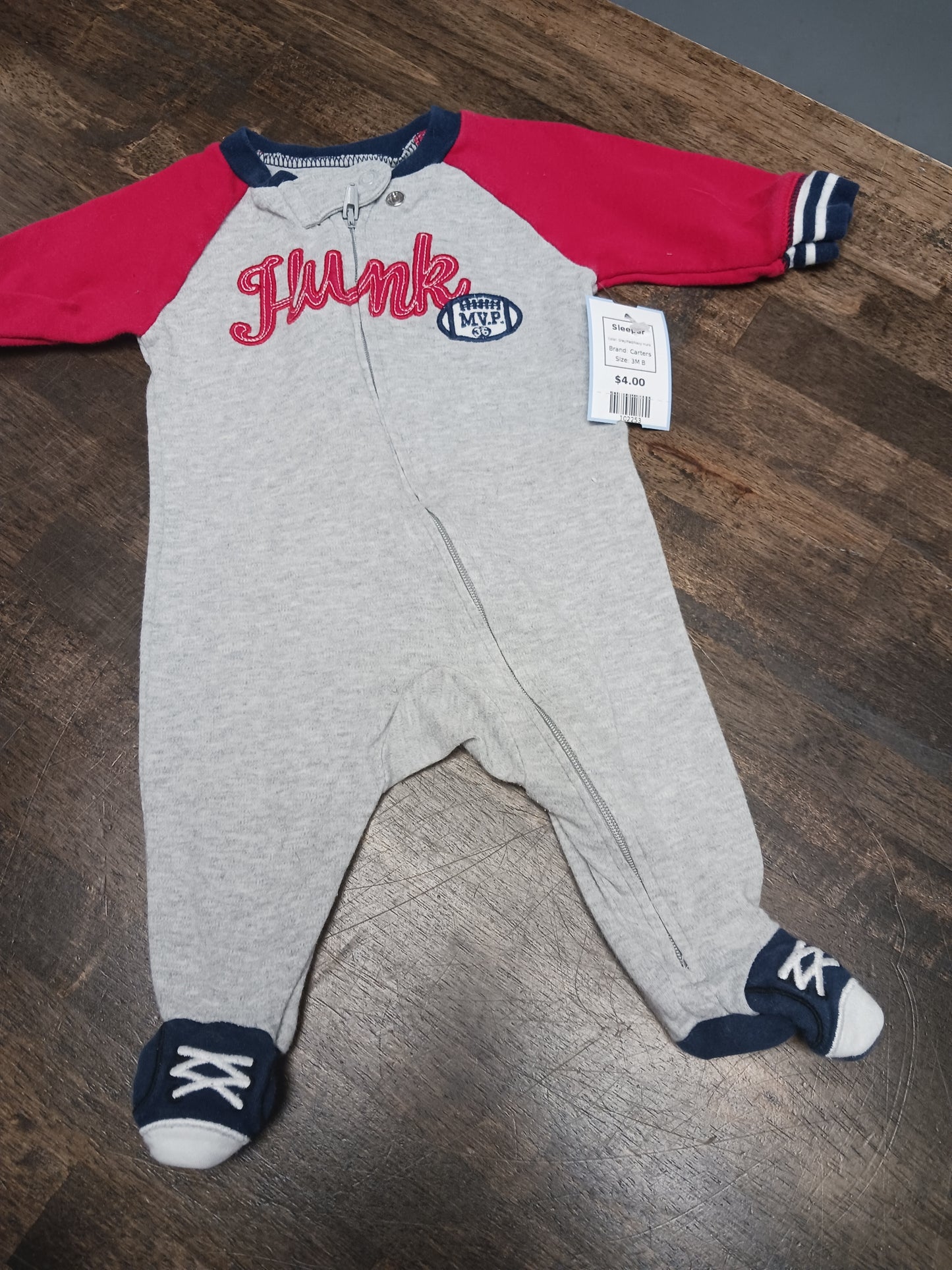 Grey/Red/Navy Hunk Carters Sleeper, 3M B