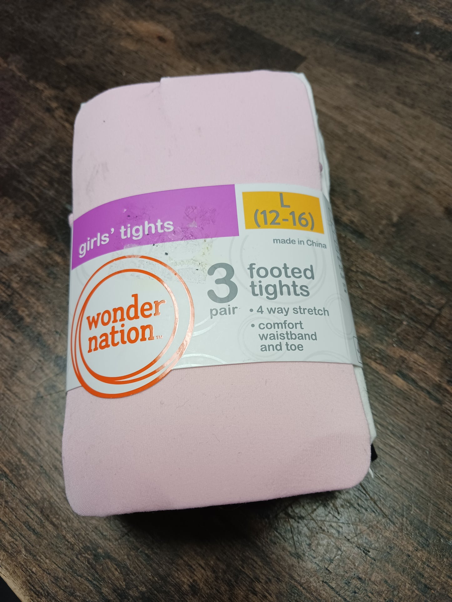 Pink/Black/white Wonder Nation 3 pak of stockings, 12/16 G