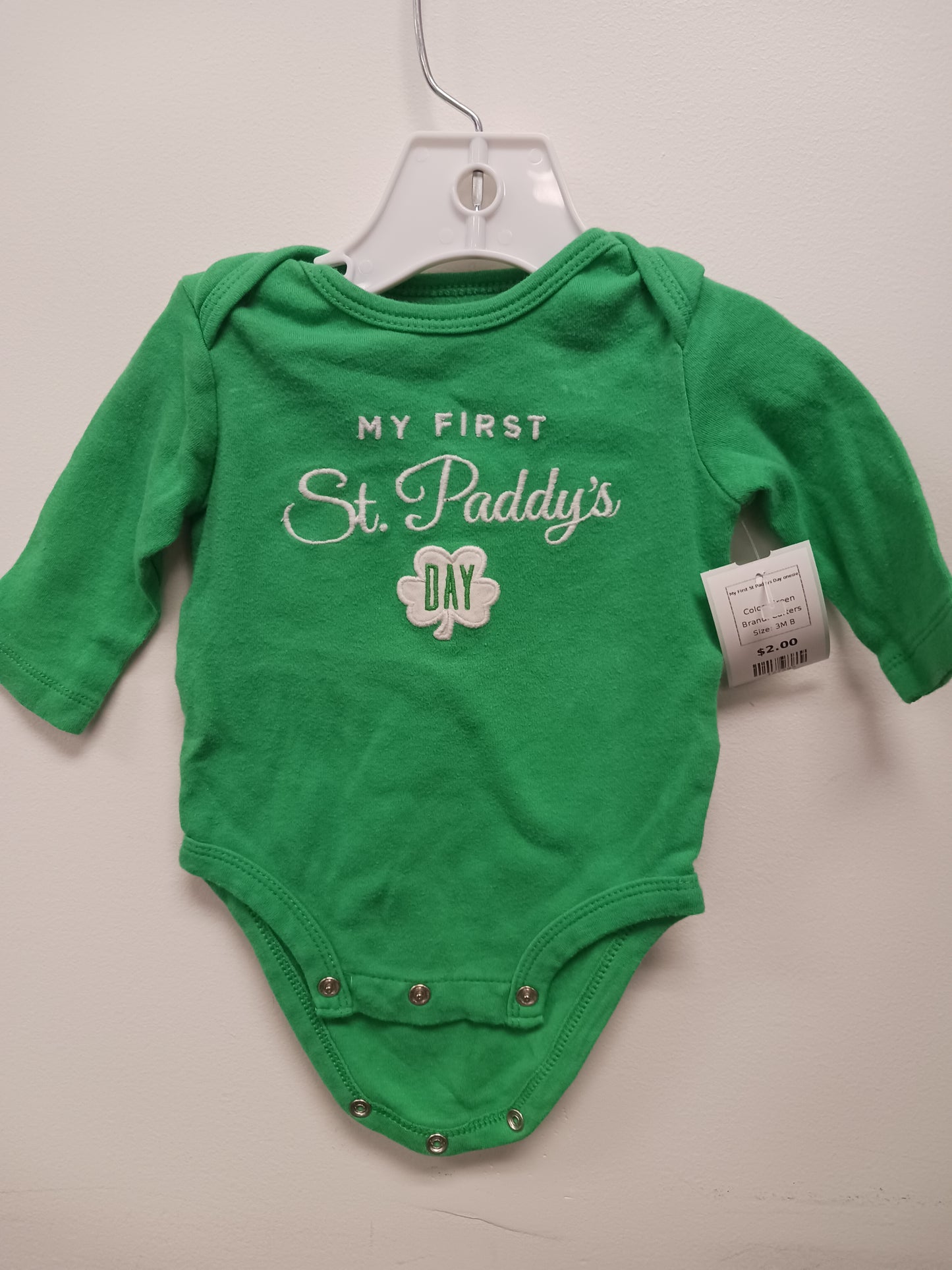 Green Carters My First St Paddys Day onesie, 3M B