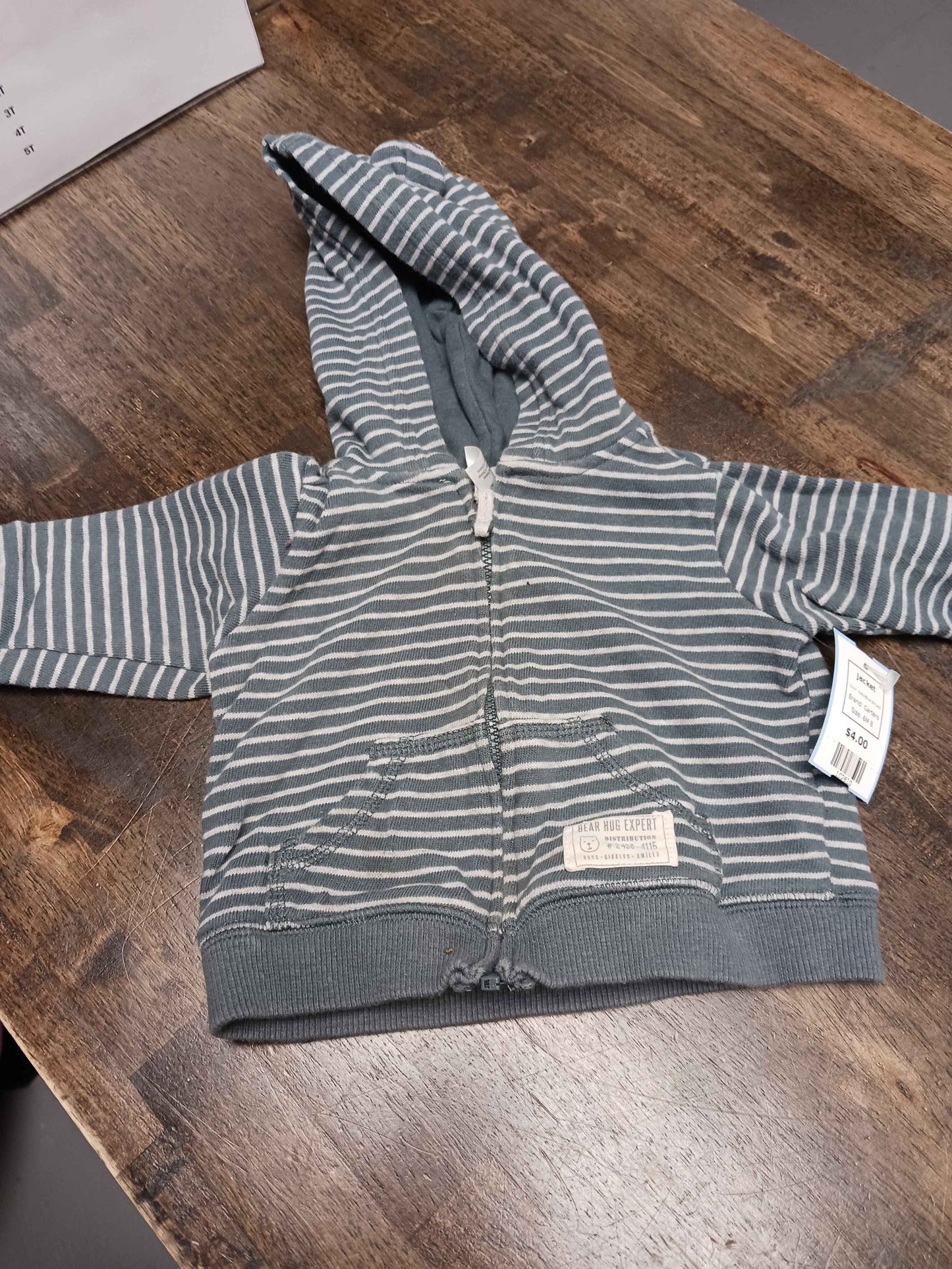 Grey/Blue Striped Carters Jacket, 6M B
