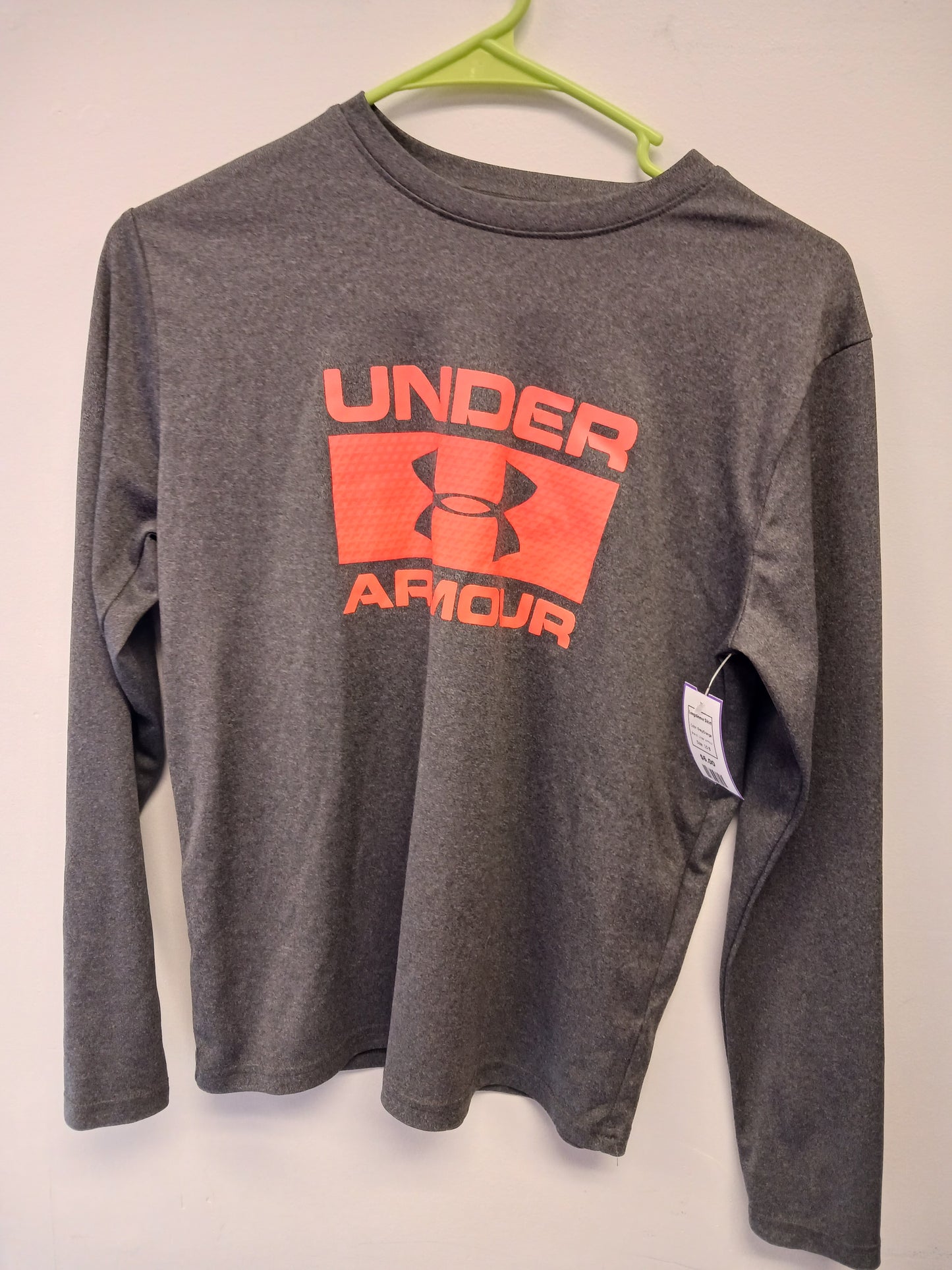 Grey/Orange Under Armour Longsleeve Shirt, 10 B