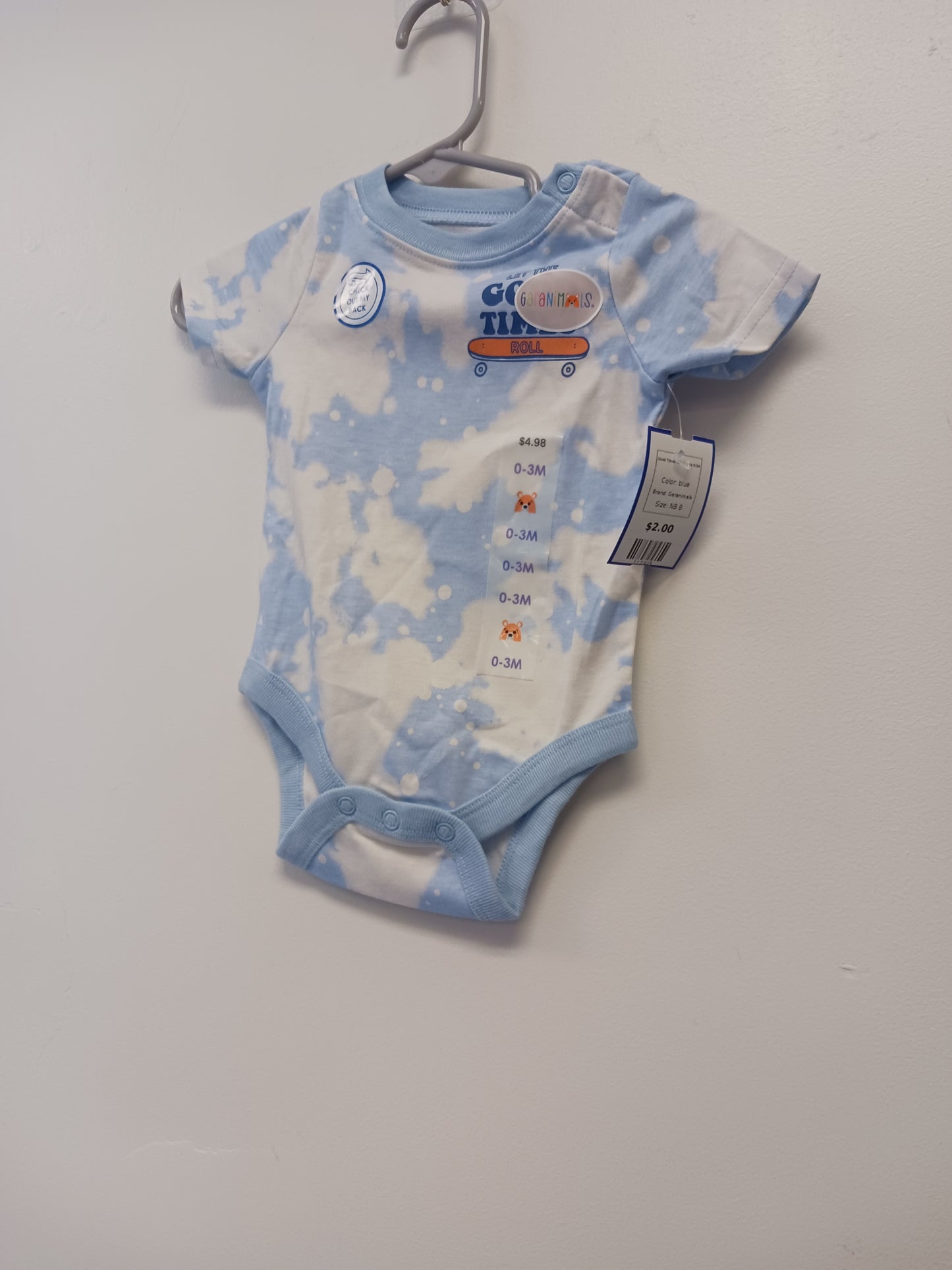 blue Garanimals Good Times roll Onesie 0/3m, NB B