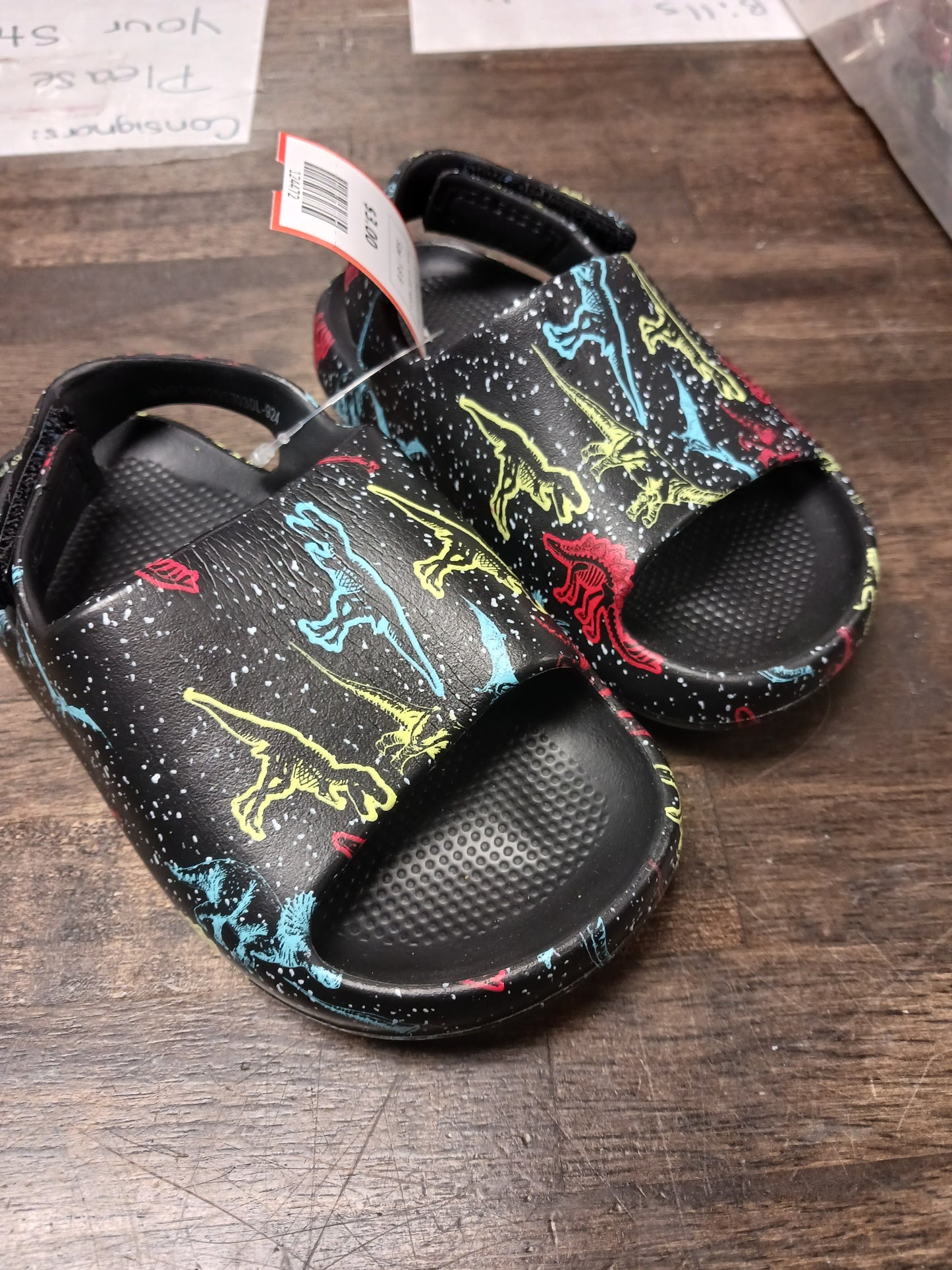 Black/Colorful Dino Wonder Nation Sandals, 7-8 B