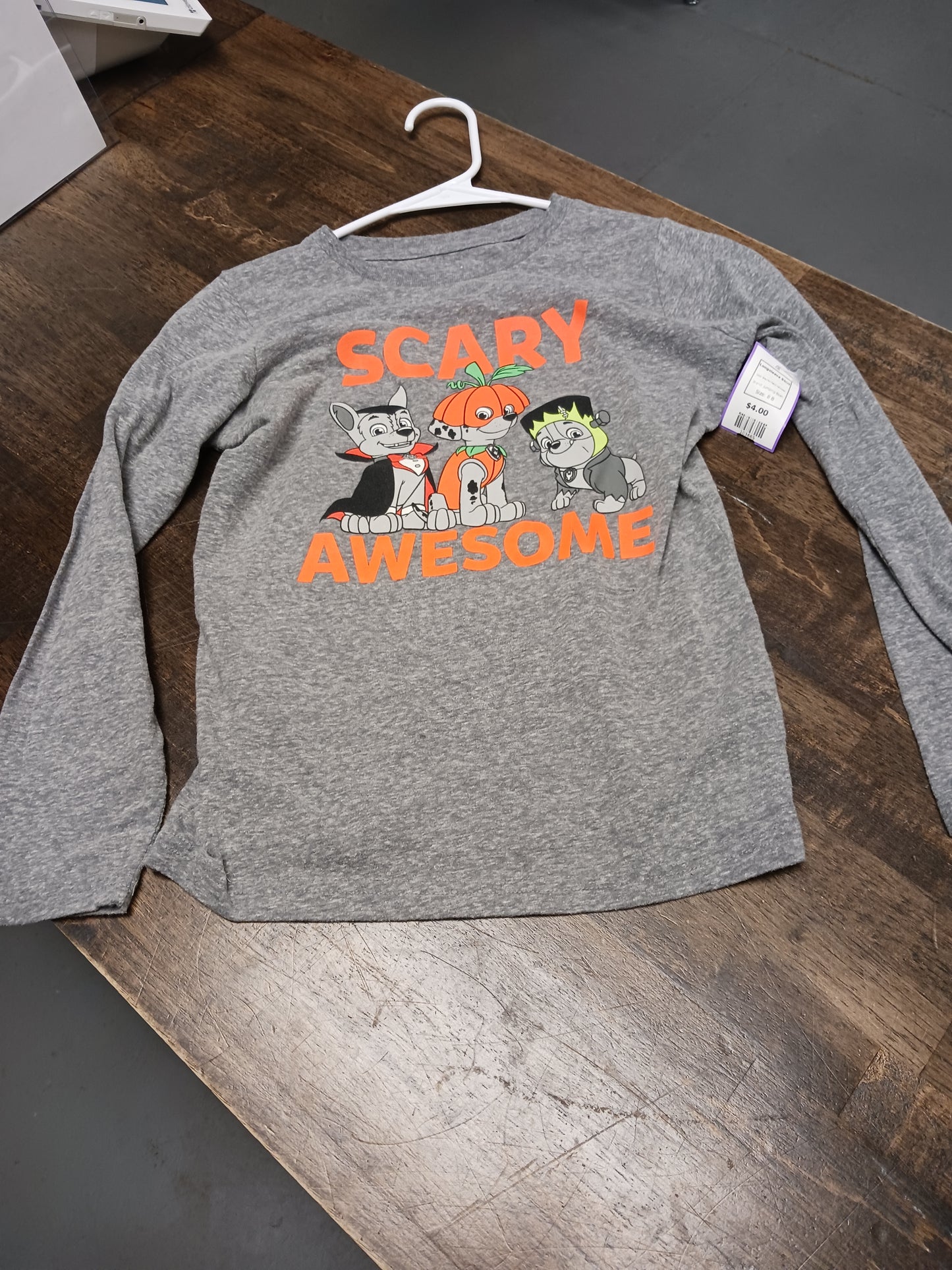 Grey Paw Patrol Halloween Jumping Bean Longsleeve Shirt, 8 B