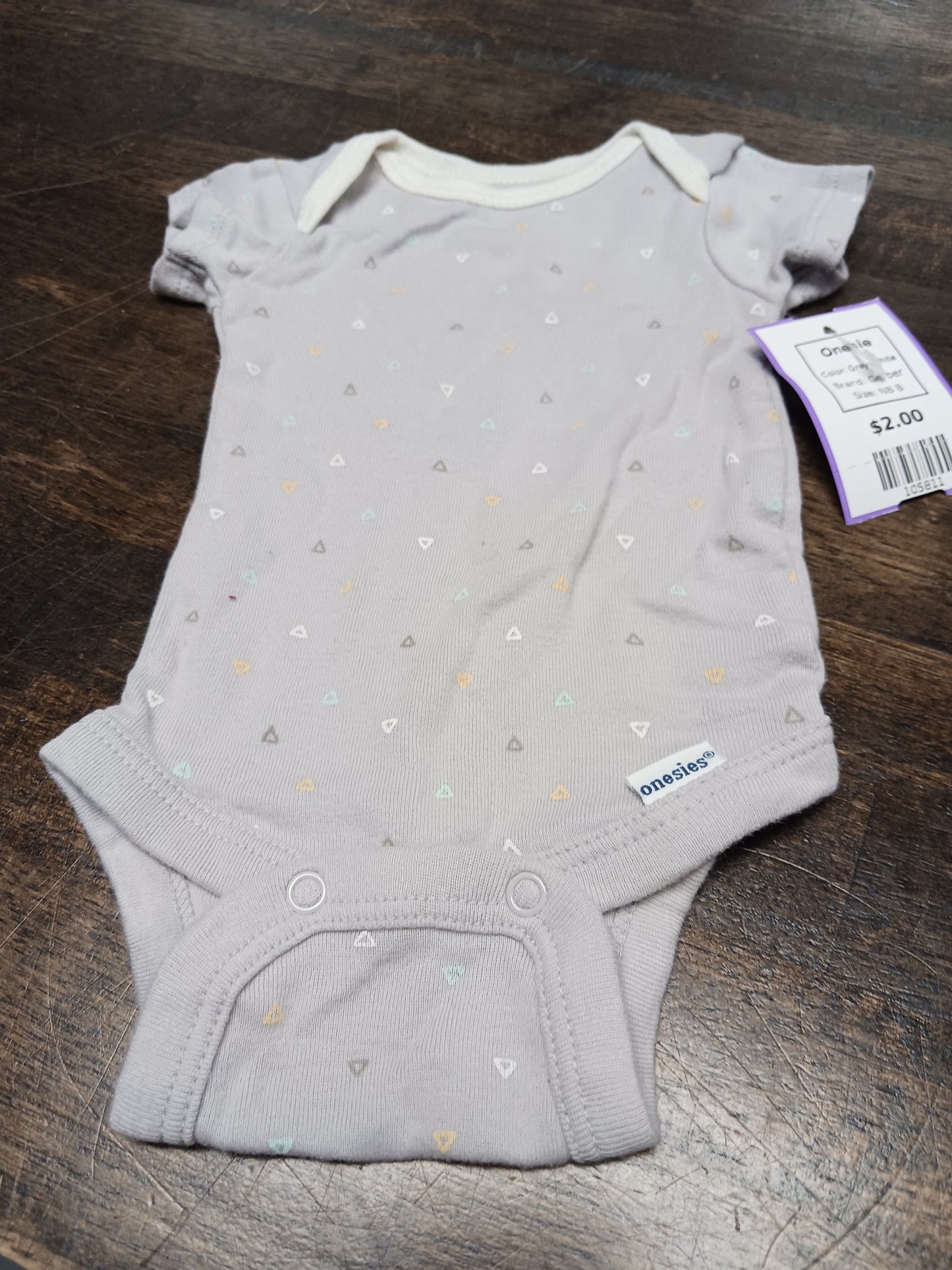 Grey/White Gerber Onesie, NB B