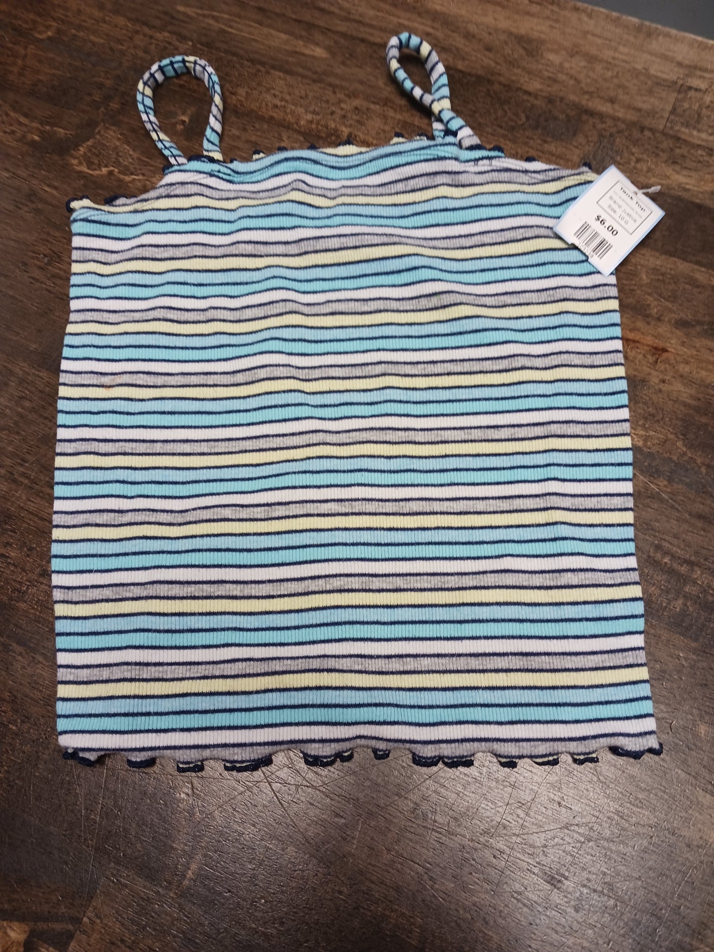 Blue/Green/Grey Striped Justice Tank Top, 10 G