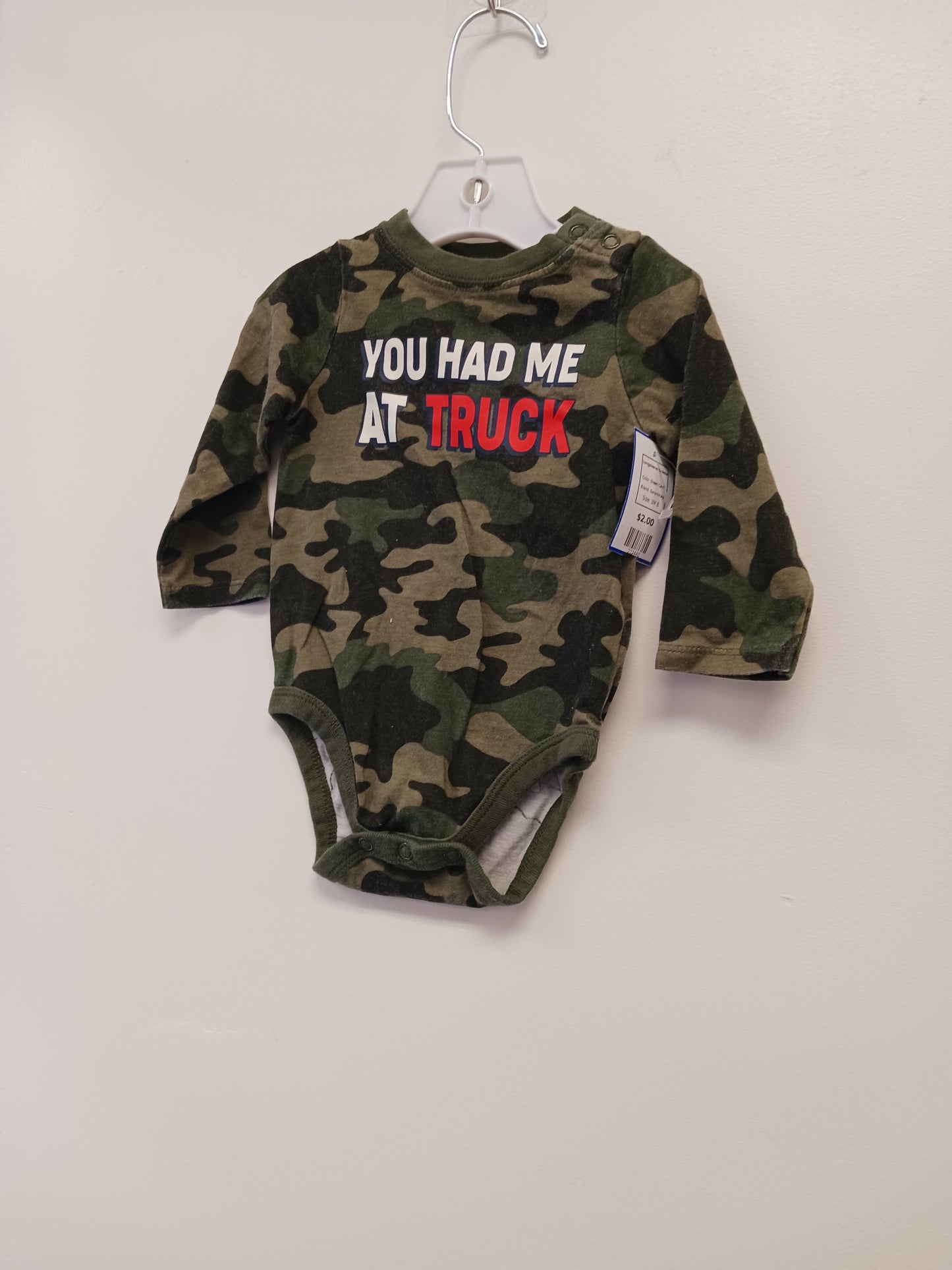 Green Camo Garanimals Longsleeve Onesie, 3M B