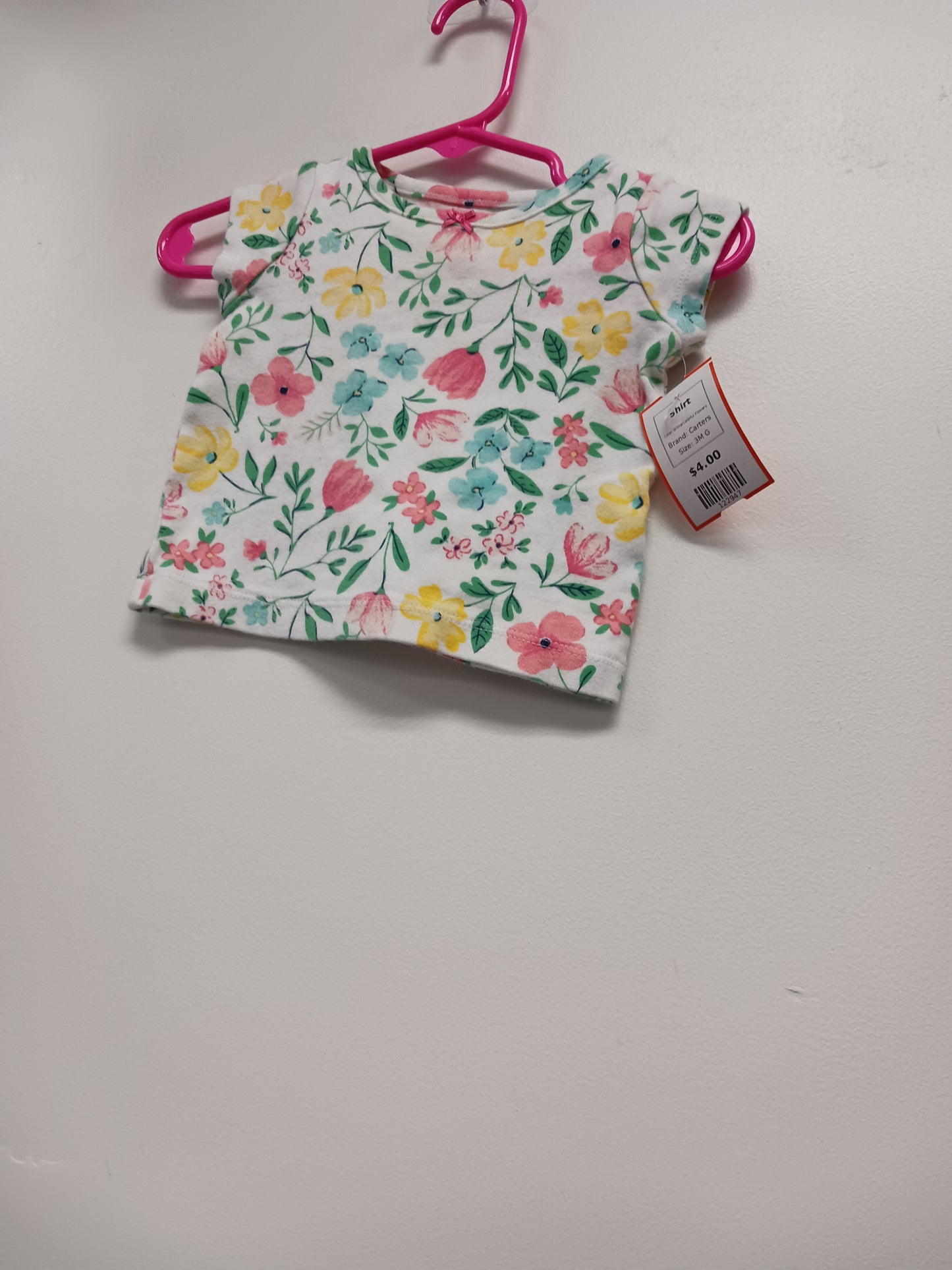 White/Colorful Flowers Carters Shirt, 3M G