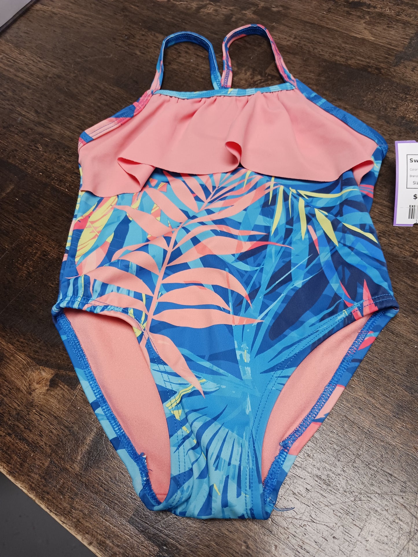 Blue/Pink Leaf Peyton & Parker Swim Suit, 18M G