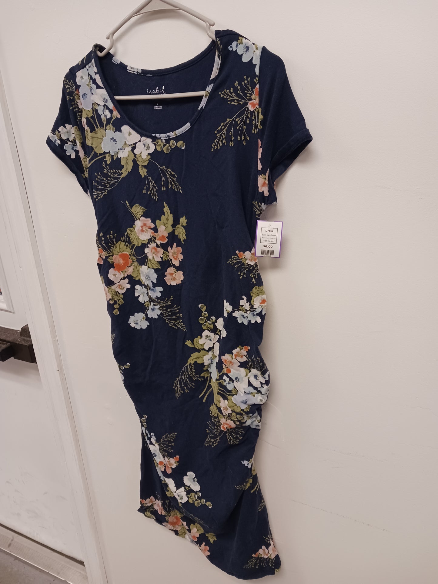 Navy Flower Isabel Maternity Dress, Large