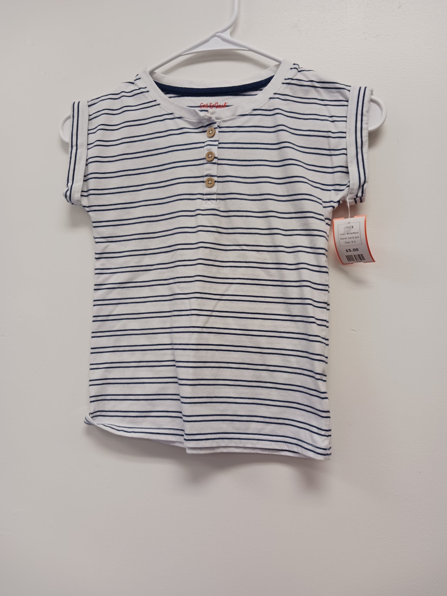 White/Navy Cat & Jack Shirt, 6 G