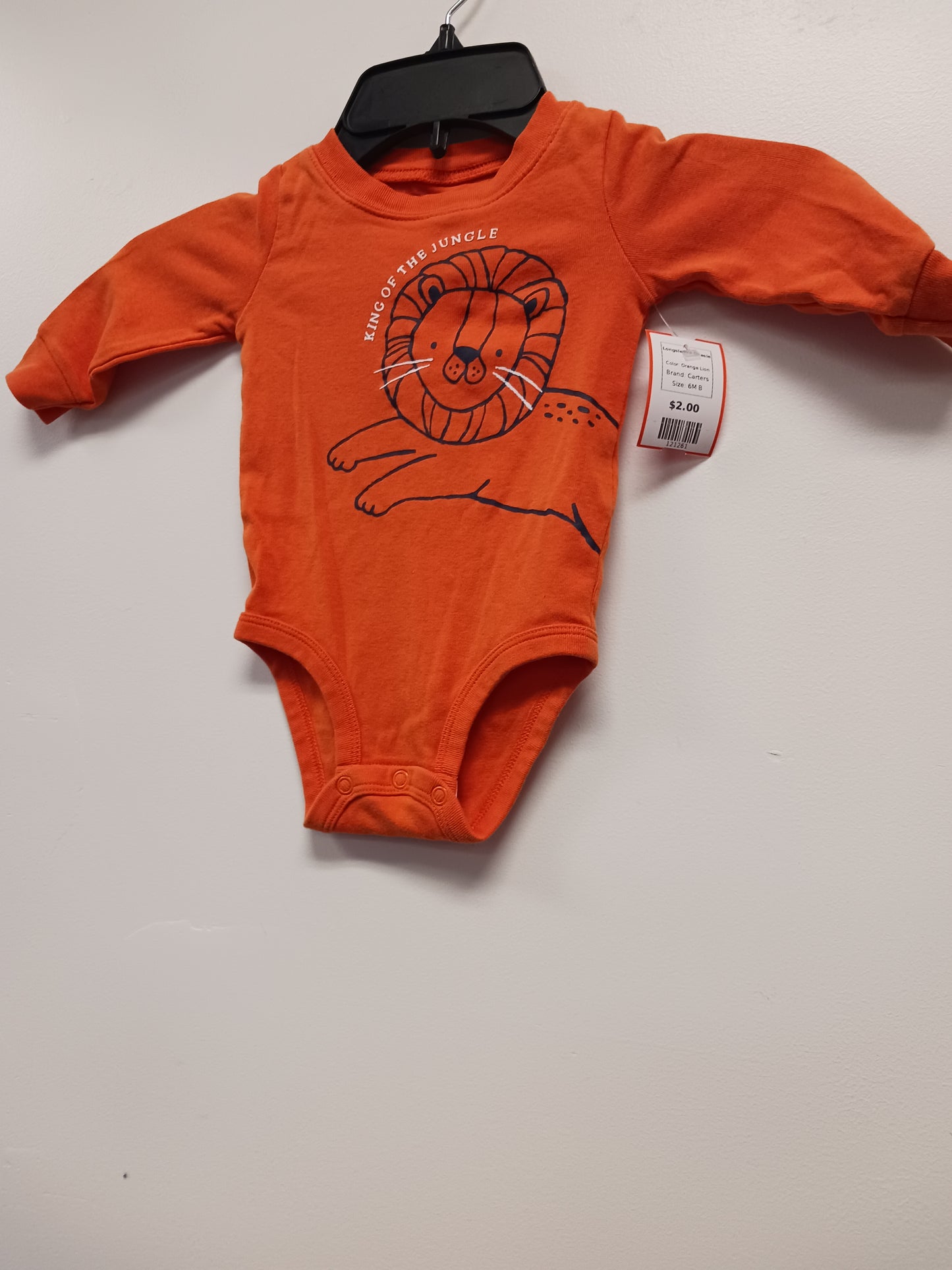 Orange Lion Carters Longsleeve Onesie, 6M B