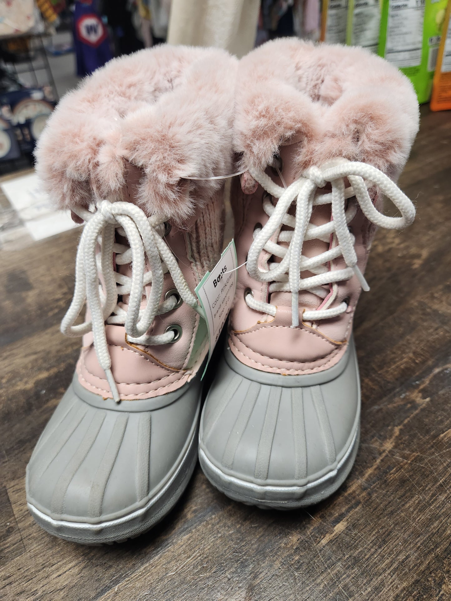 Pink/Grey London Fog Boots, 8 G
