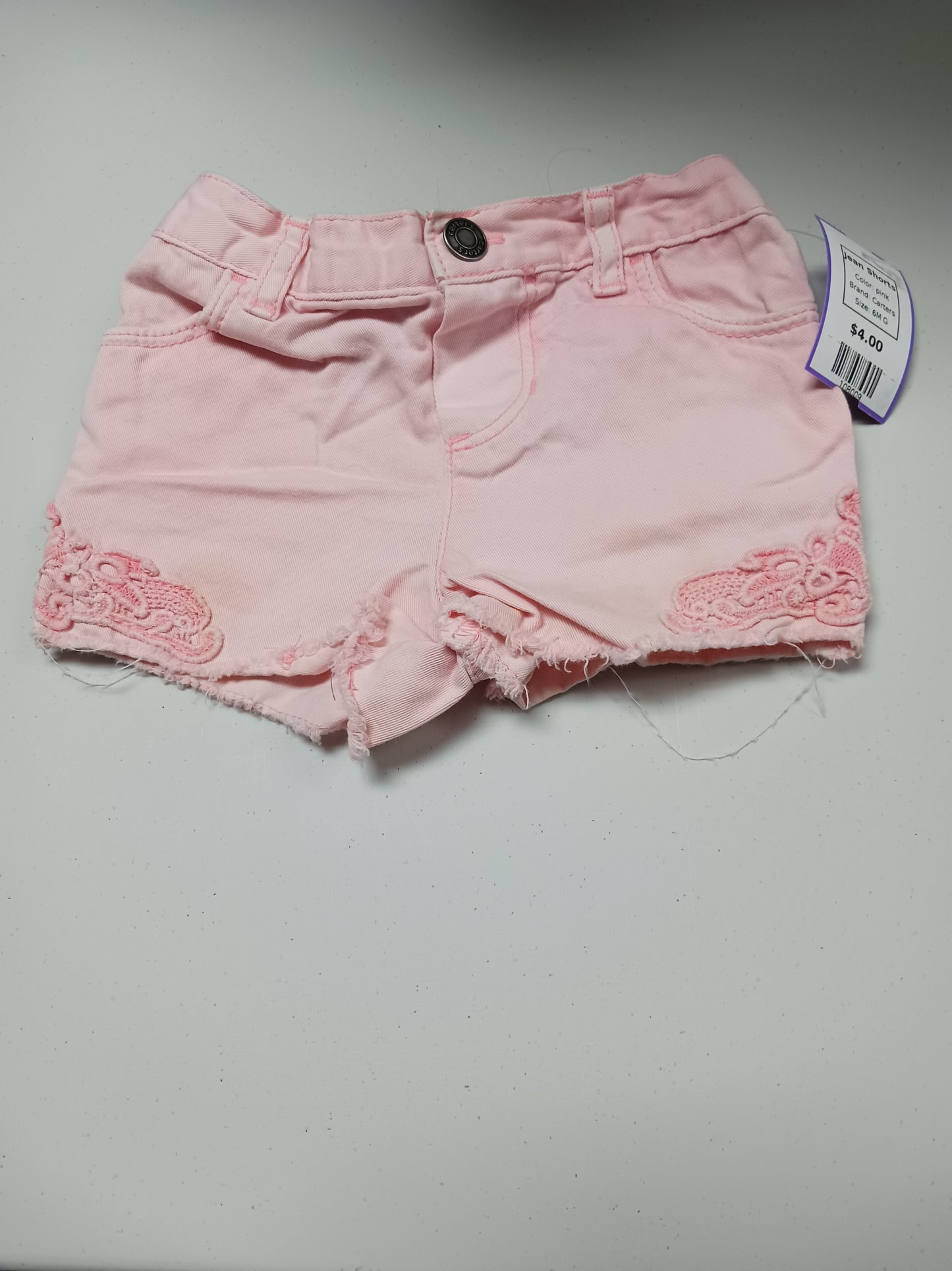 pink Carters Jean Shorts, 6M G
