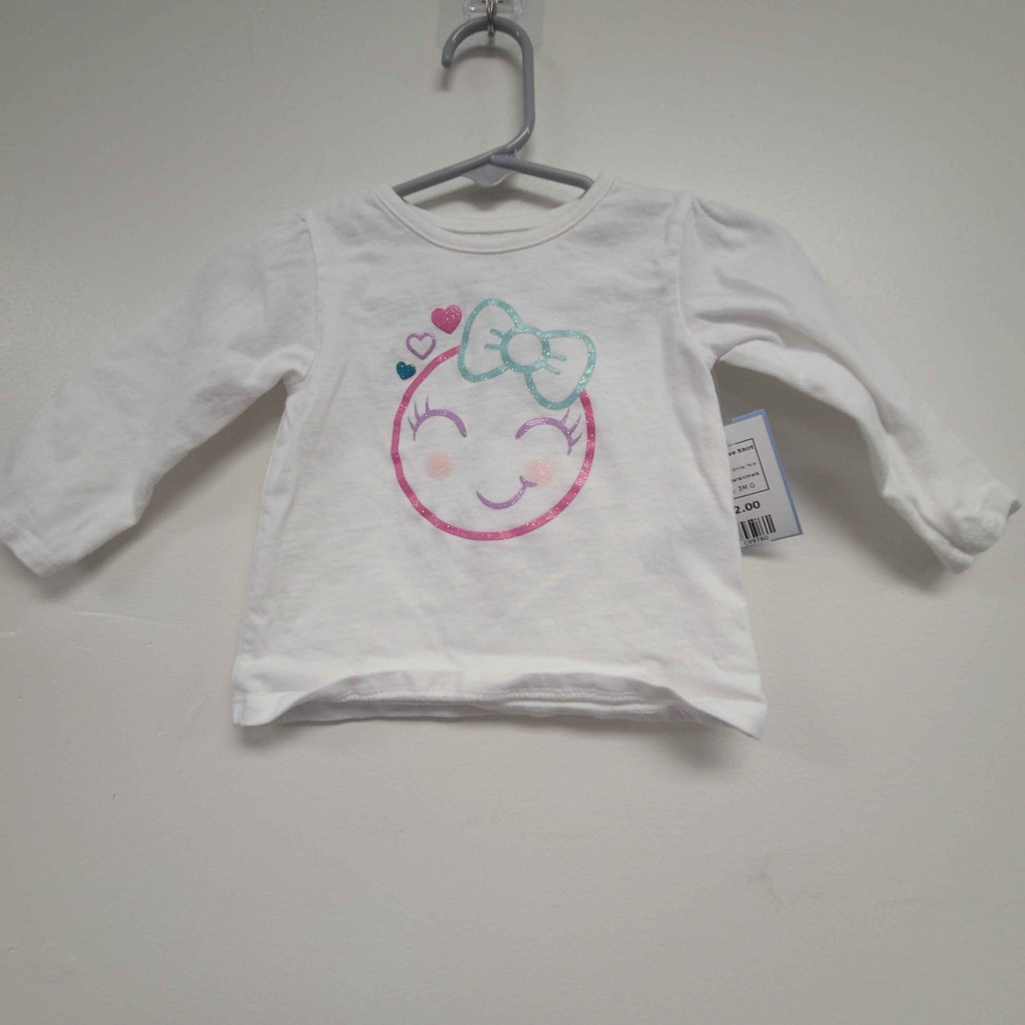 White Smiley Face Garanimals Longsleeve Shirt, 3M G