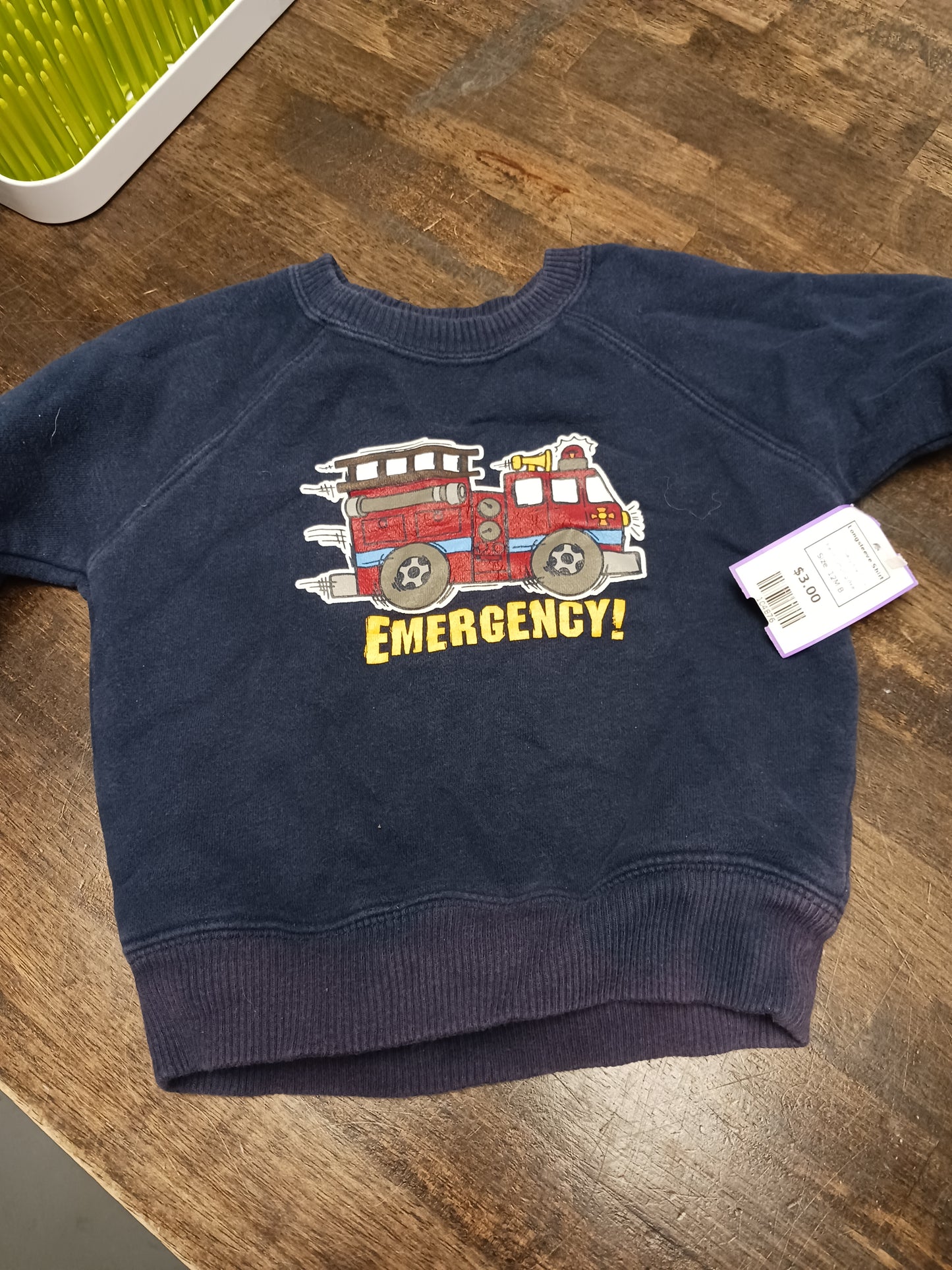Navy Fire Truck Jumping Bean Longsleeve Shirt, 12M B