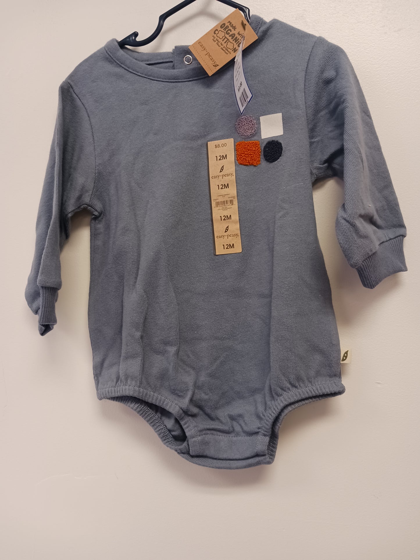 Blue Easy Peasy Longsleeve Onesie, 12M B