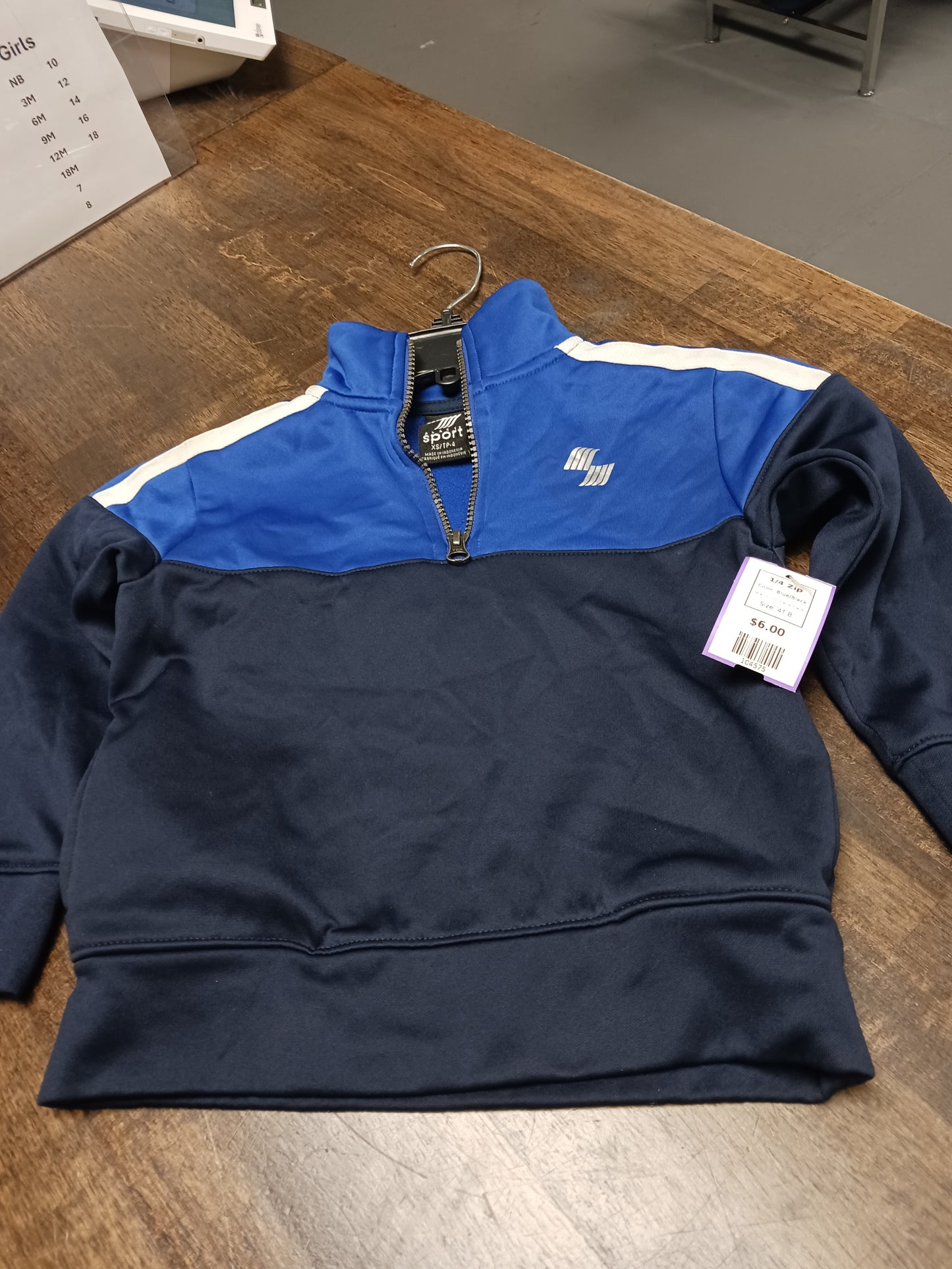 Blue/Black Childrens Place 1/4 Zip, 4T B