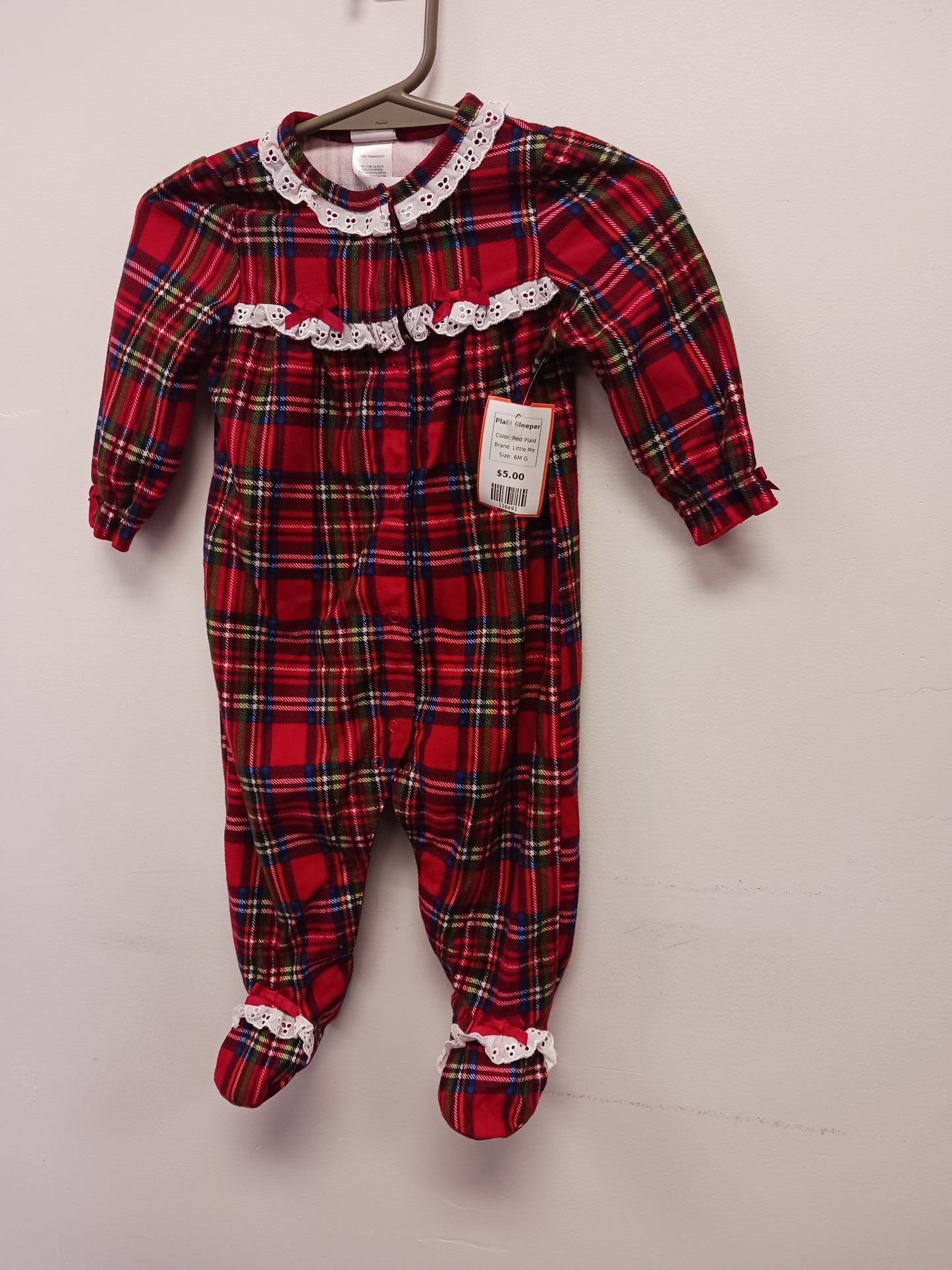 Red Plaid Little Me Plaid Sleeper, 6M G