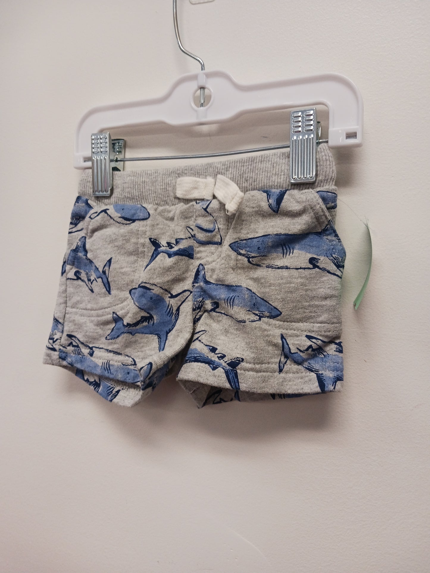 Grey/Blue Shark Carters Shorts, 3M B